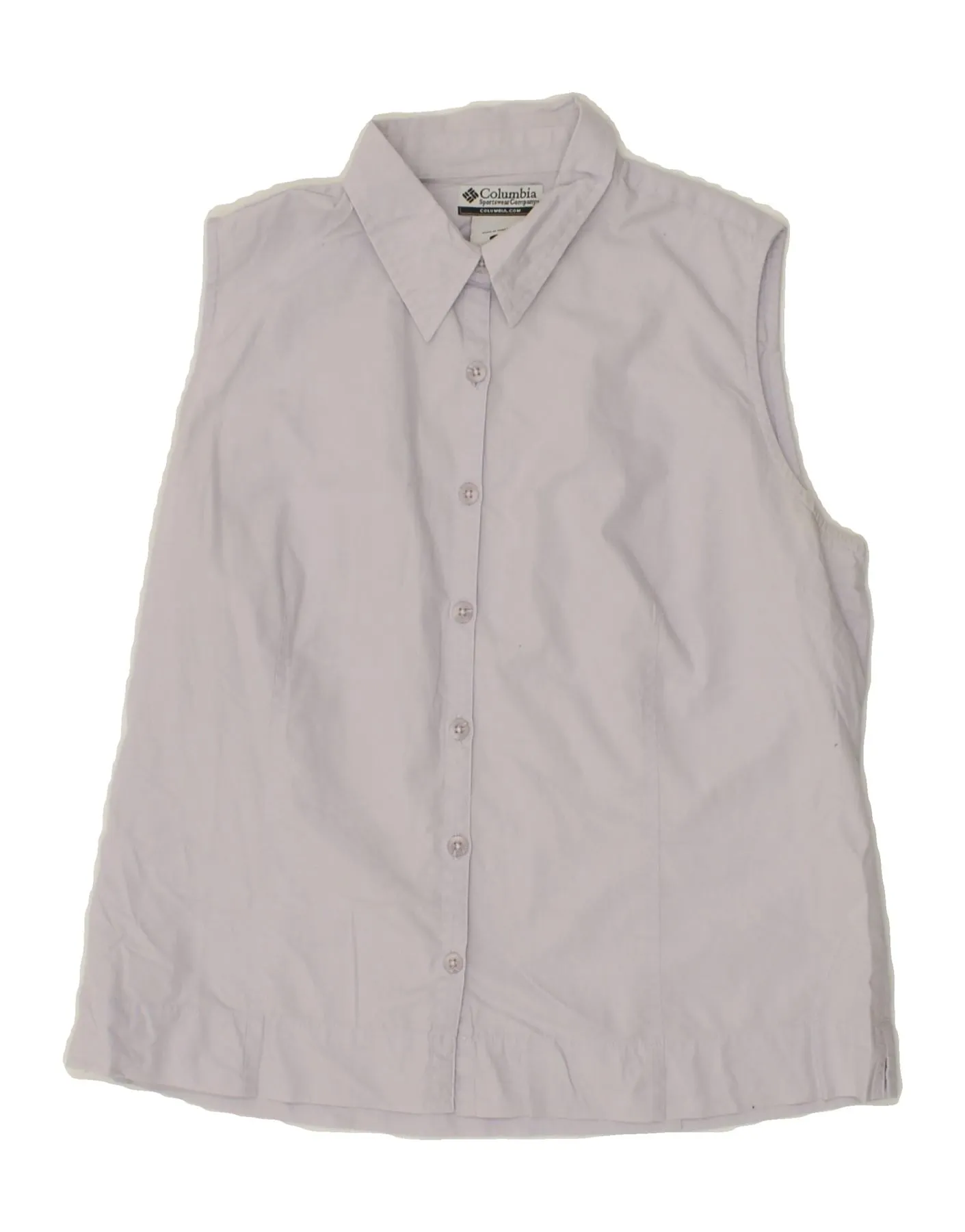 COLUMBIA Womens Sleeveless Shirt Blouse UK 16 Large Blue Cotton