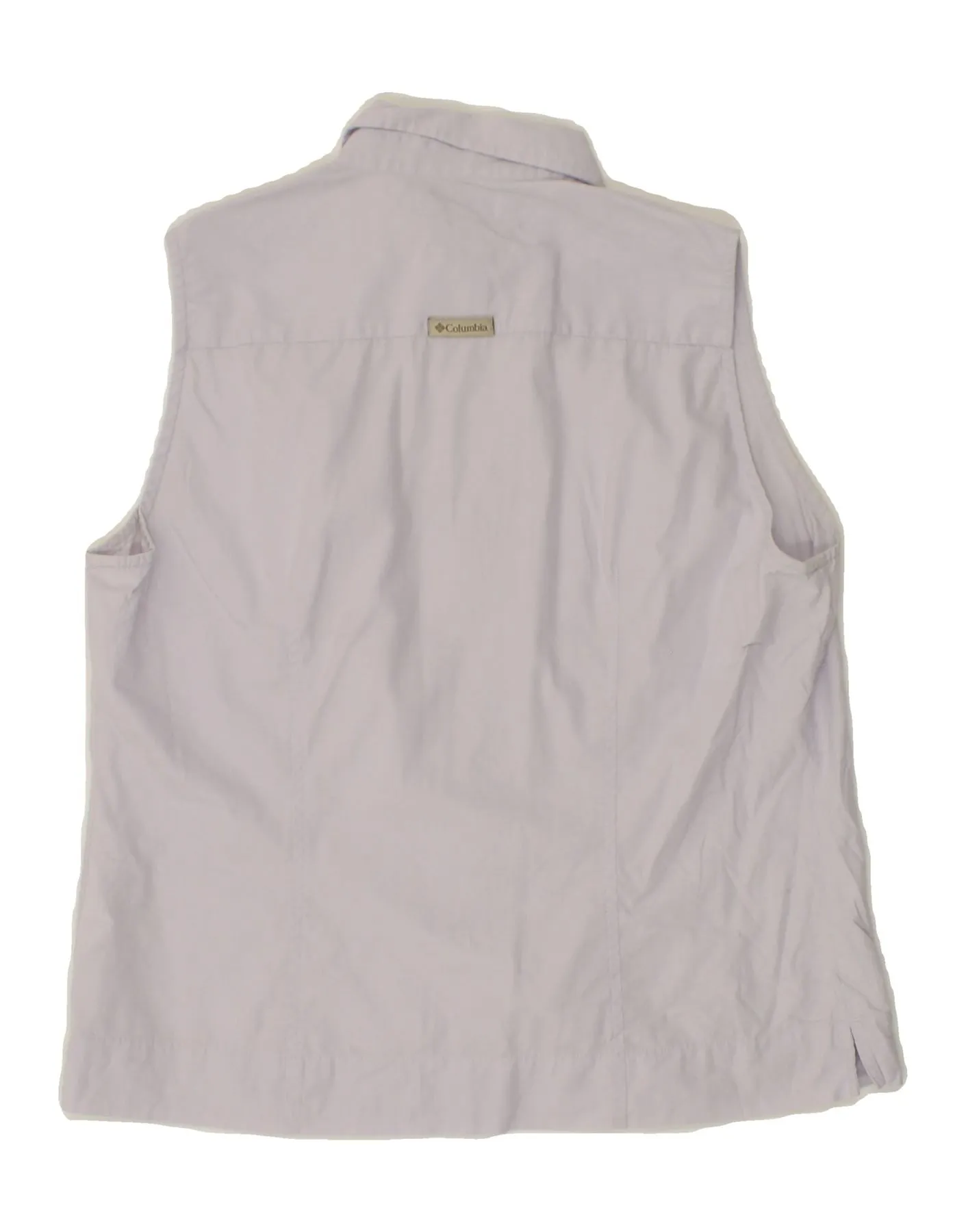 COLUMBIA Womens Sleeveless Shirt Blouse UK 16 Large Blue Cotton
