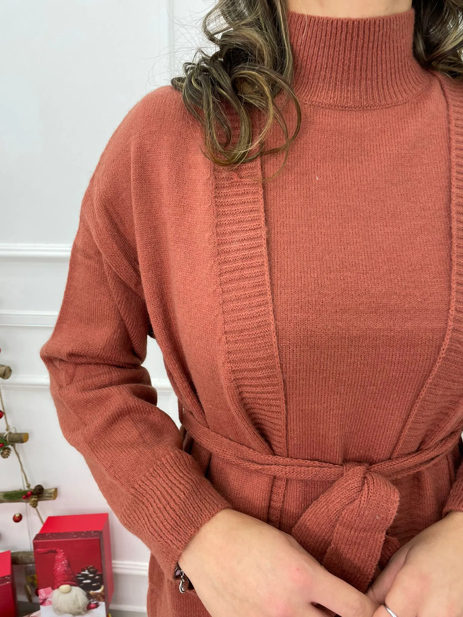 Coordinato 2 pezzi con vestito giro manica e cardigan lungo