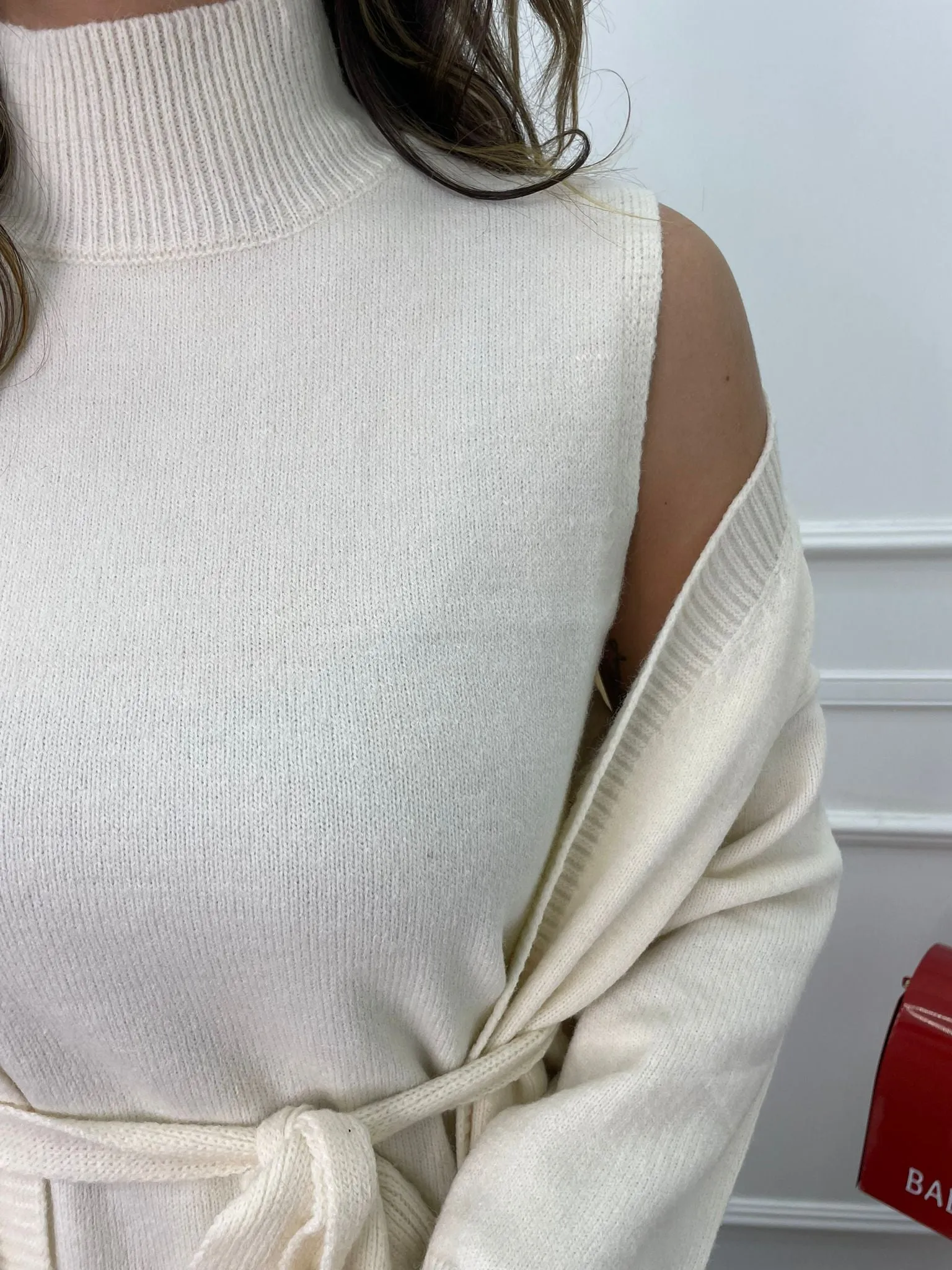 Coordinato 2 pezzi con vestito giro manica e cardigan lungo