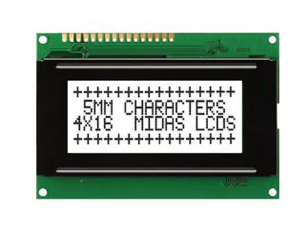 Display monocromatico LCD Midas, Alfanumerico, 4x16 caratteri, interfaccia 8 bit