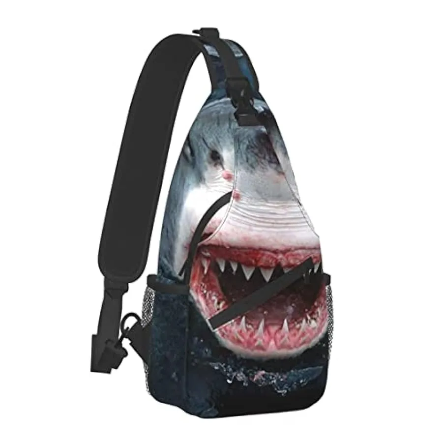 DJNGN Pesce con borsa a tracolla a tracolla a bocca aperta, borsa a tracolla, zaino da trekking all’aperto per il fine settimana