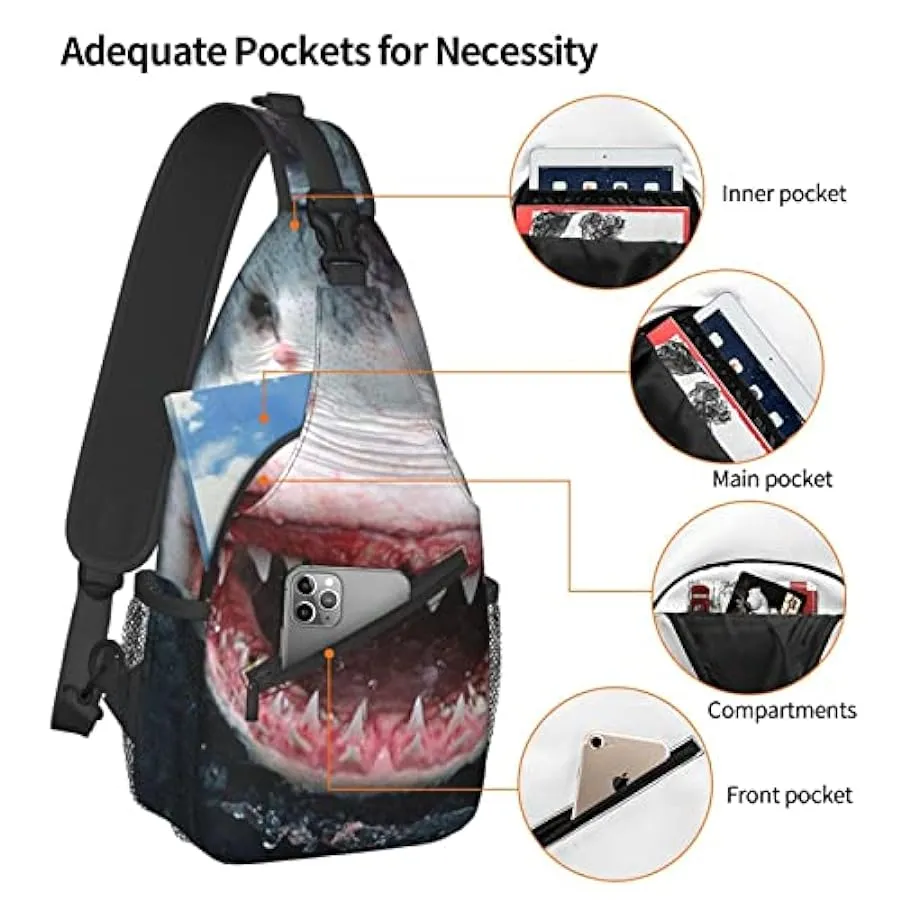 DJNGN Pesce con borsa a tracolla a tracolla a bocca aperta, borsa a tracolla, zaino da trekking all’aperto per il fine settimana
