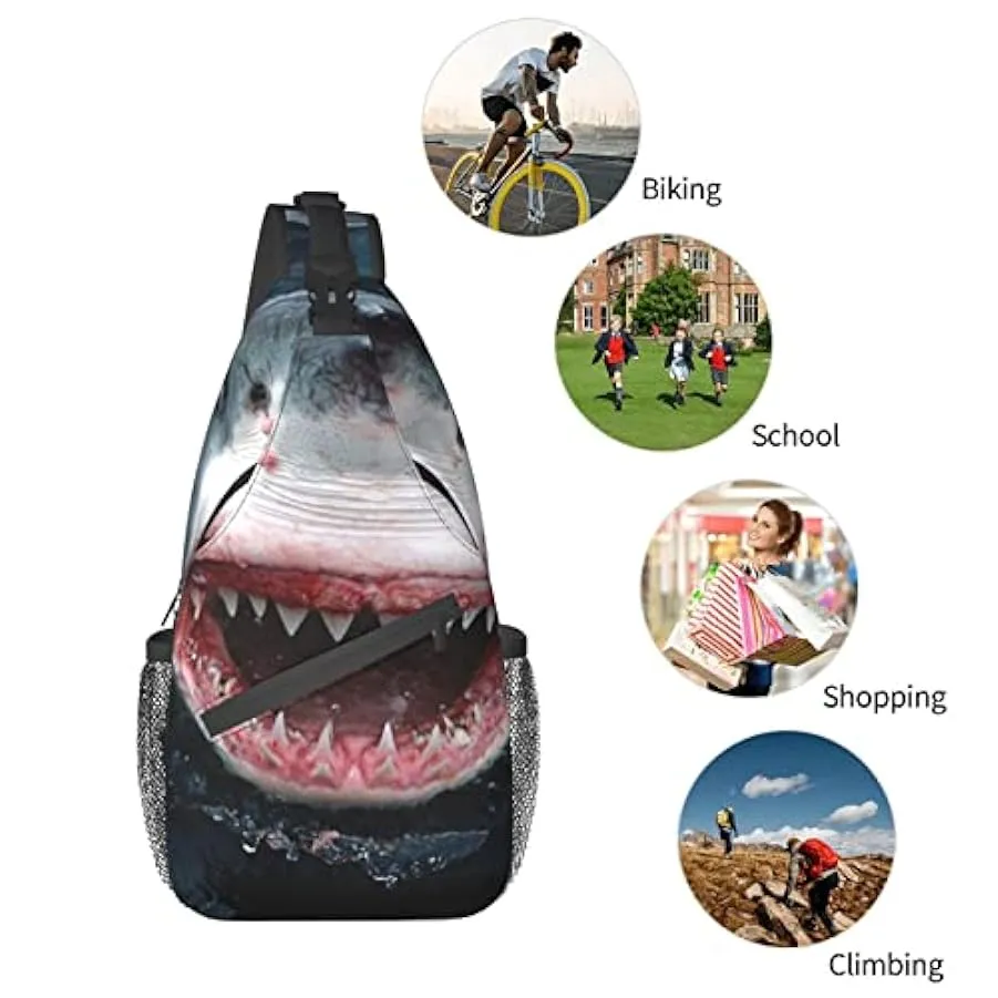 DJNGN Pesce con borsa a tracolla a tracolla a bocca aperta, borsa a tracolla, zaino da trekking all’aperto per il fine settimana