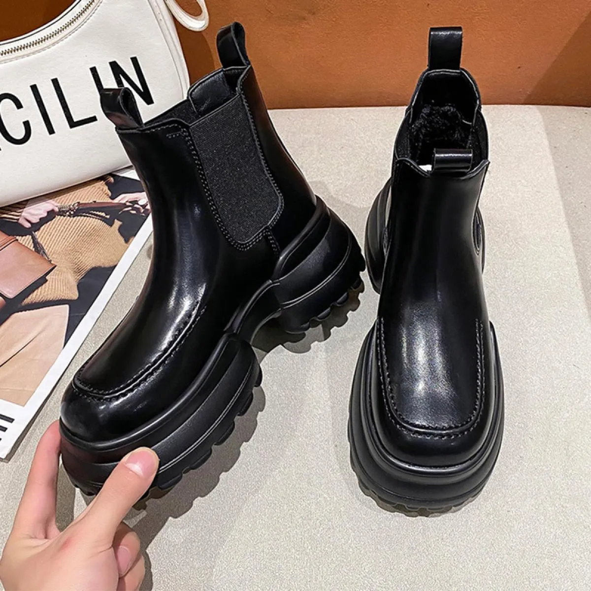 Donna caviglia inverno tacco medio stivali Chelsea piattaforma scarpe moda Goth stivali da moto nuova tendenza 2023 Casual Mujer