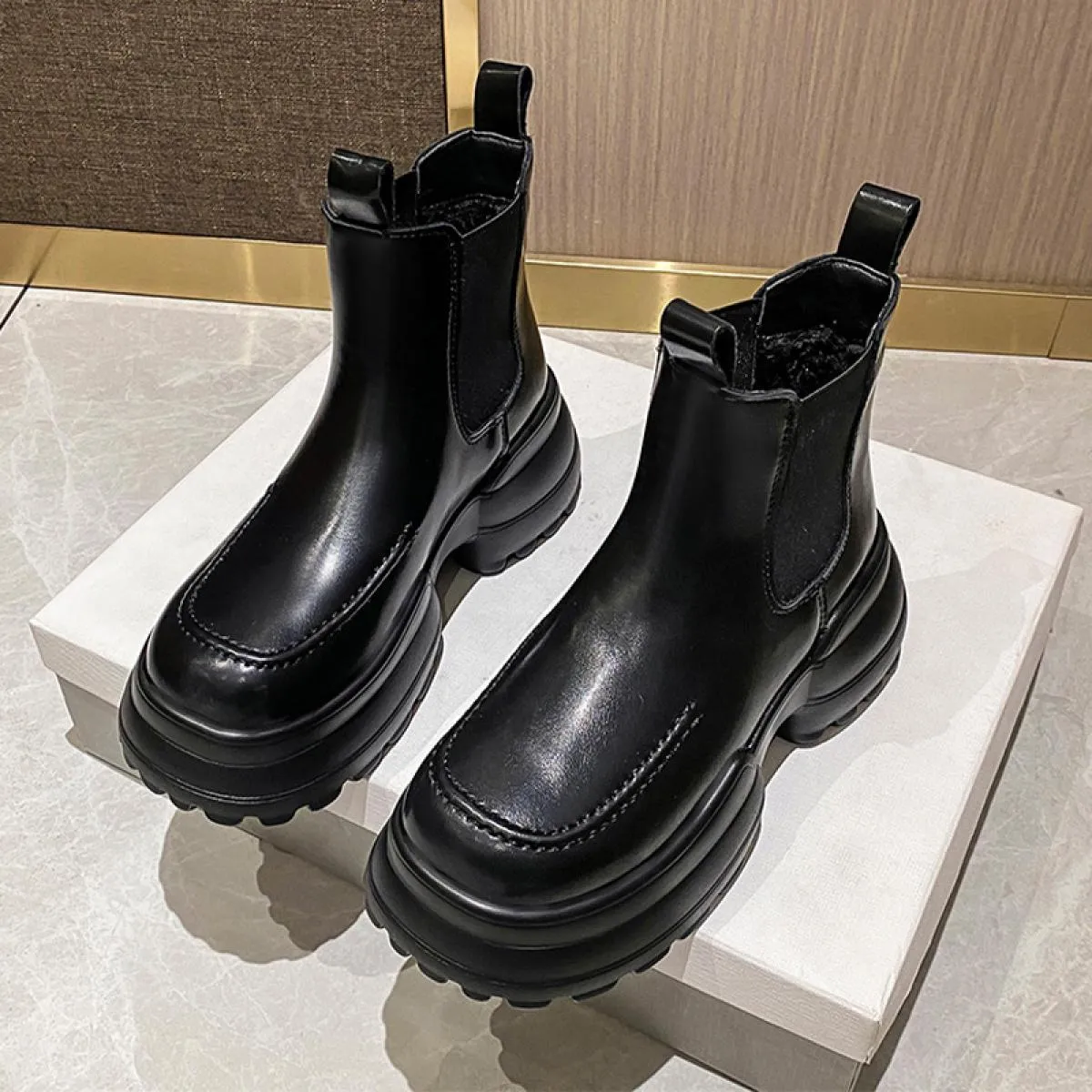 Donna caviglia inverno tacco medio stivali Chelsea piattaforma scarpe moda Goth stivali da moto nuova tendenza 2023 Casual Mujer