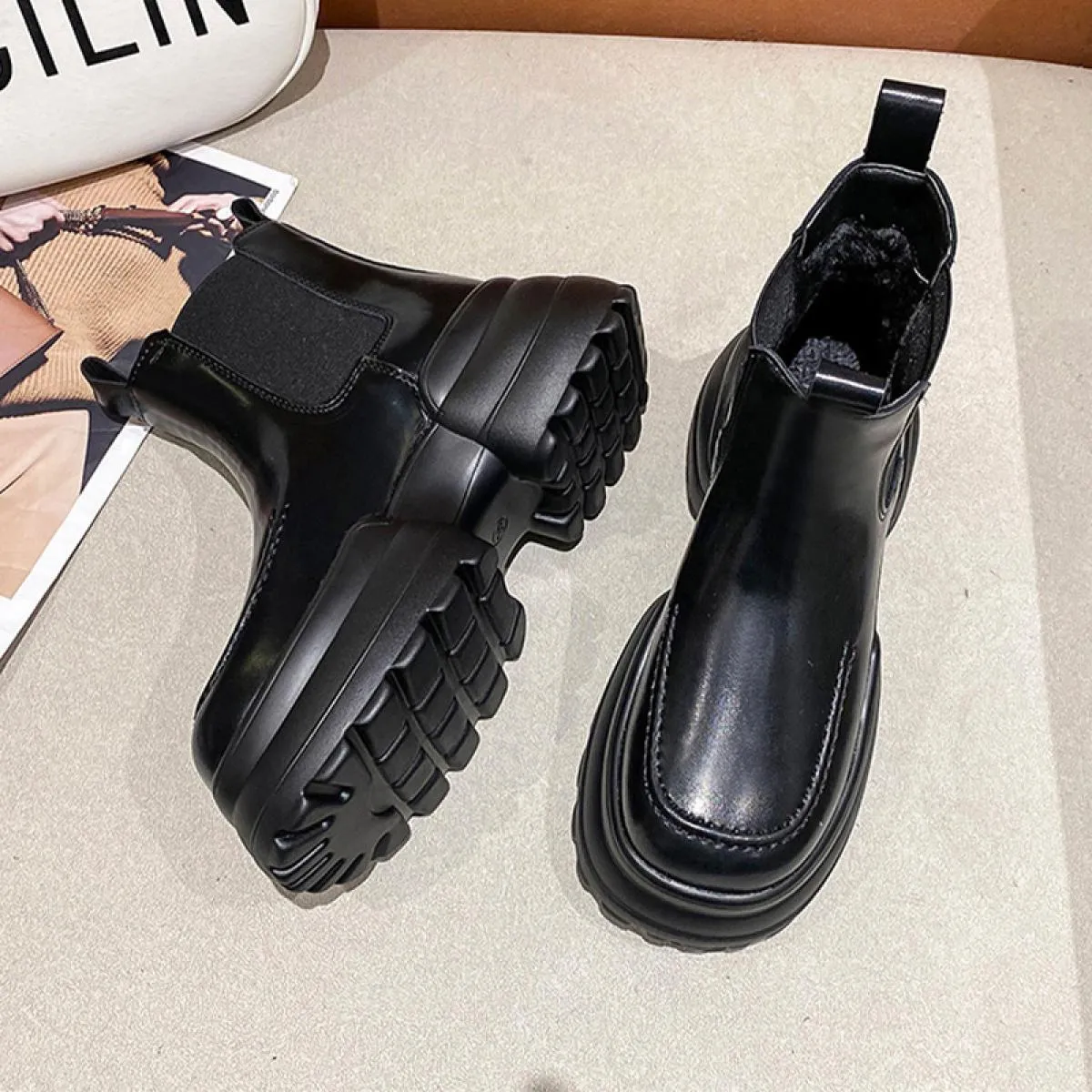 Donna caviglia inverno tacco medio stivali Chelsea piattaforma scarpe moda Goth stivali da moto nuova tendenza 2023 Casual Mujer