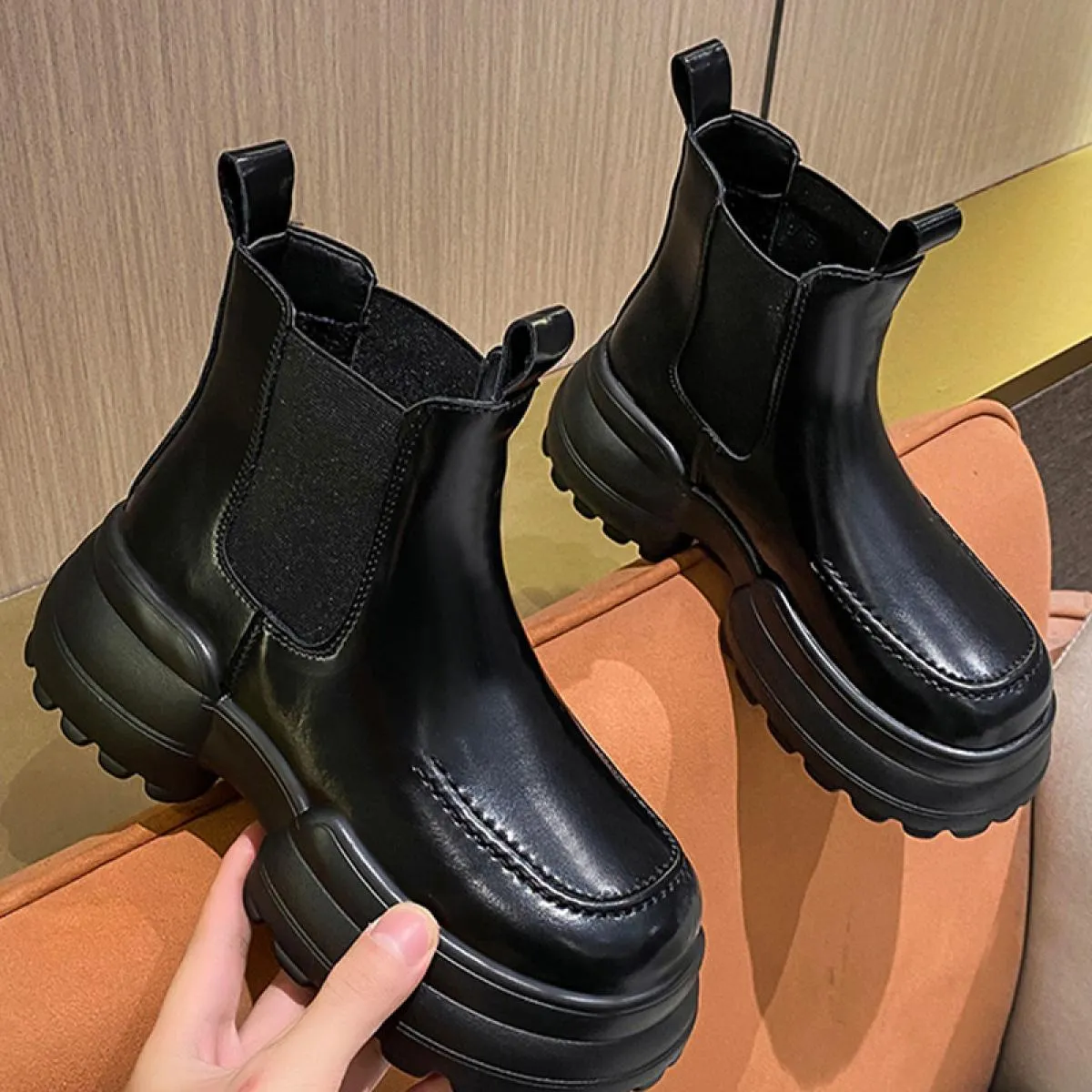 Donna caviglia inverno tacco medio stivali Chelsea piattaforma scarpe moda Goth stivali da moto nuova tendenza 2023 Casual Mujer