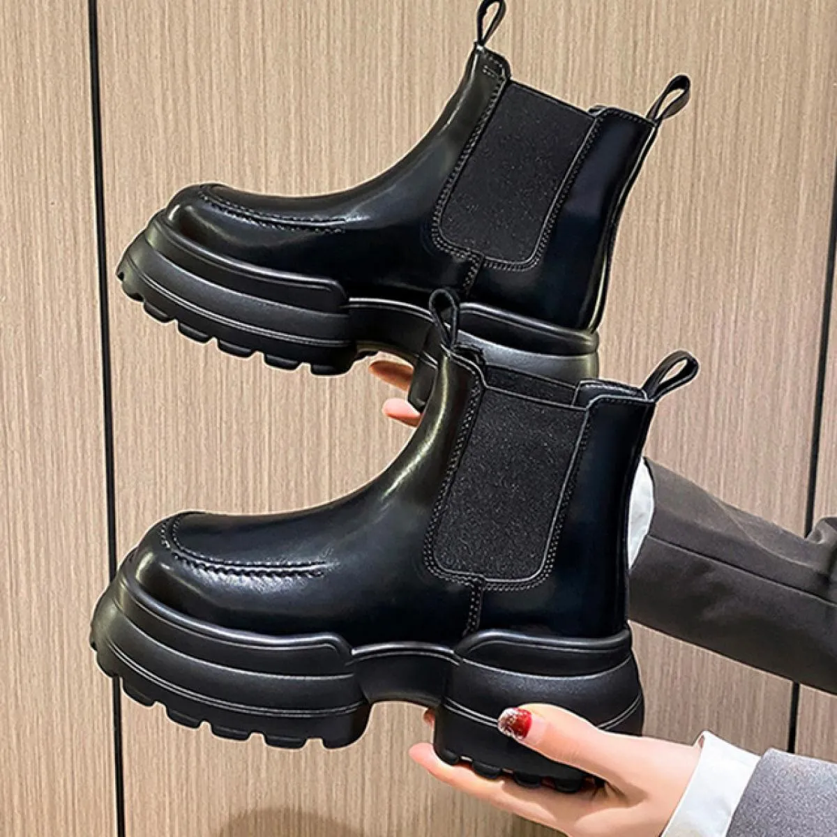 Donna caviglia inverno tacco medio stivali Chelsea piattaforma scarpe moda Goth stivali da moto nuova tendenza 2023 Casual Mujer
