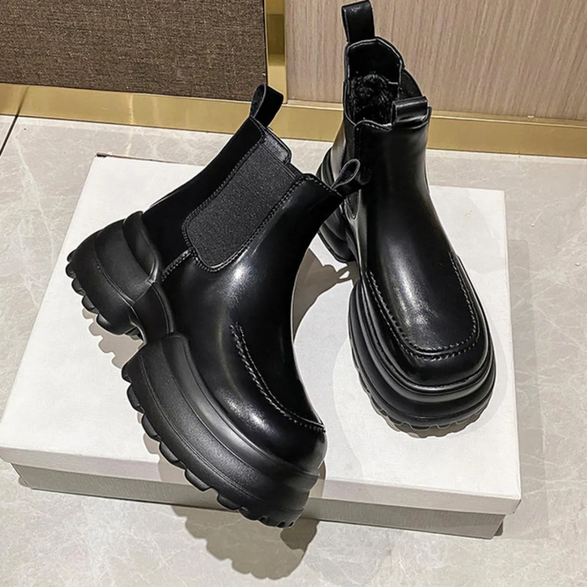 Donna caviglia inverno tacco medio stivali Chelsea piattaforma scarpe moda Goth stivali da moto nuova tendenza 2023 Casual Mujer