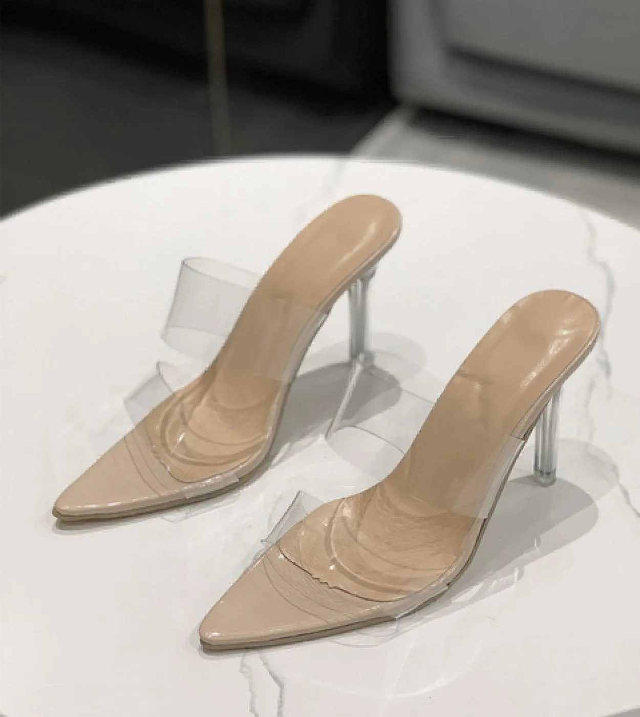 Estate Sandali con tacco alto Donna Fashion Comfort Set Piede Trasparente Punta a punta per esterni Punta aperta Pantofola Large