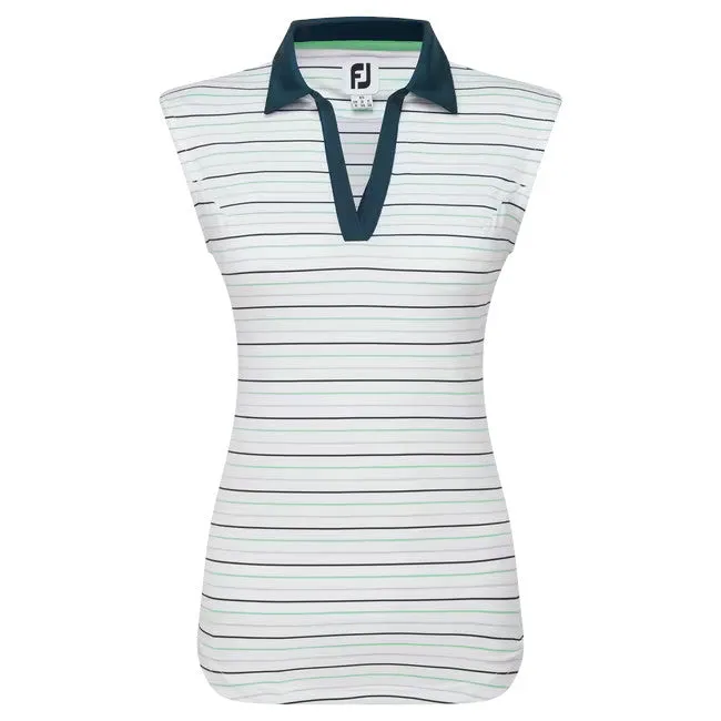 Footjoy Sleeveless Striped Lisle Polo Smanicata da Donna