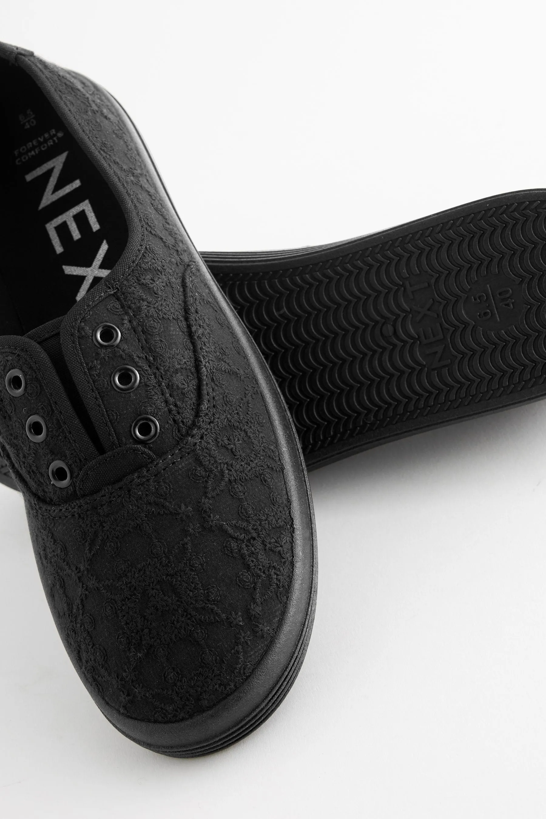 Forever Comfort® - Scarpe da ginnastica senza lacci in tela ricamate