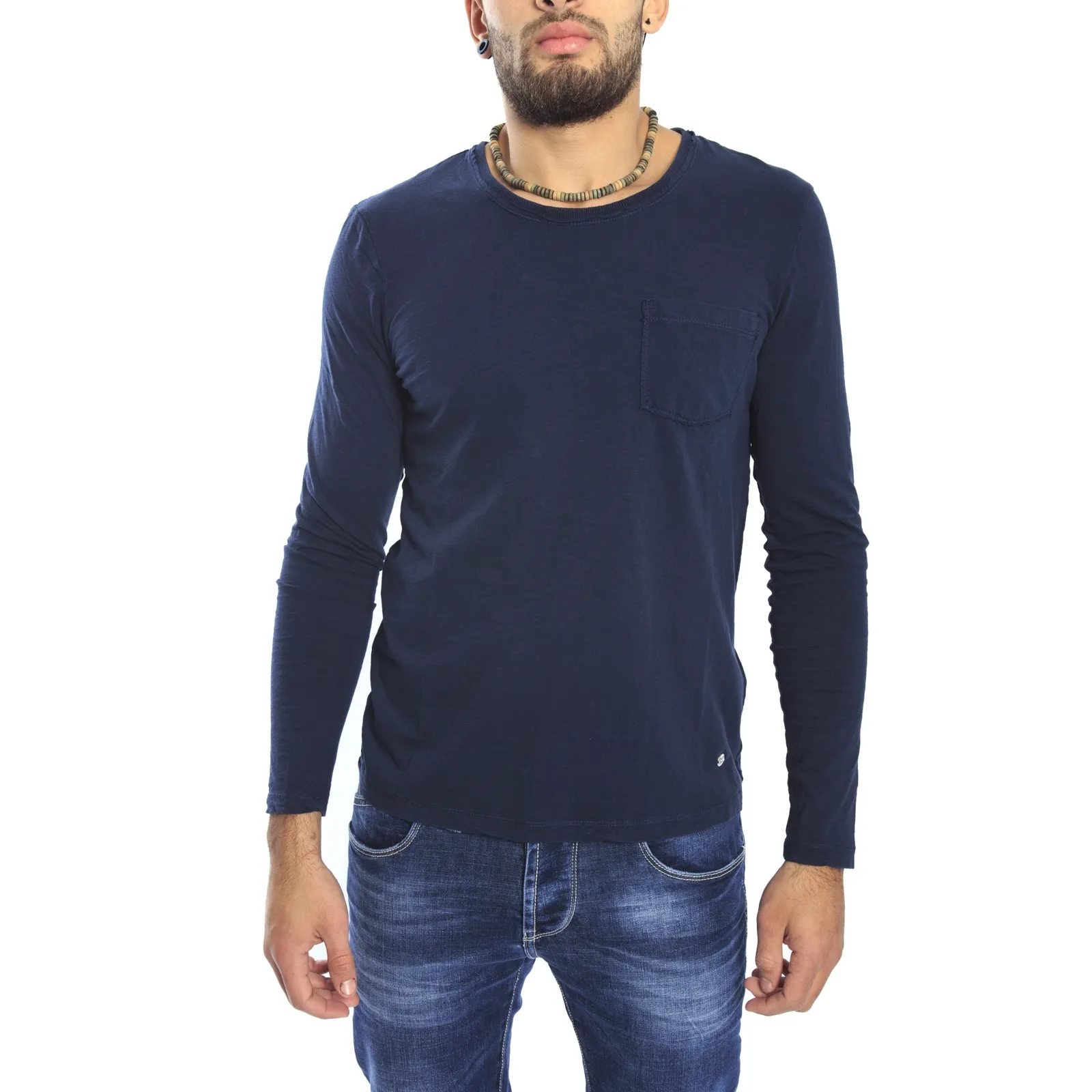 Gaudi Jeans - Maglia girocollo con taschino BLUE 52bu67186