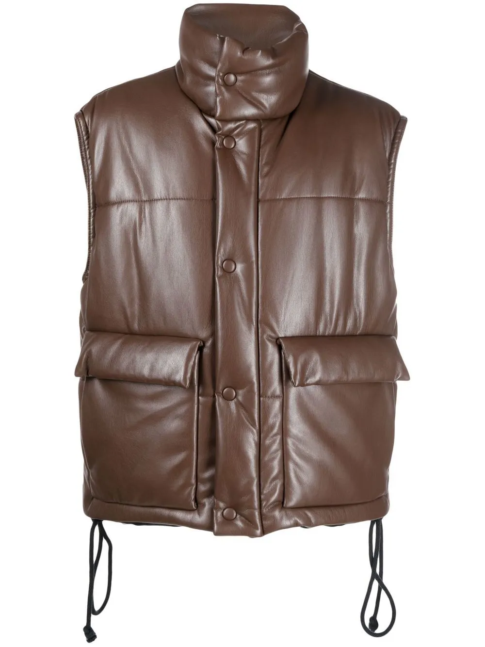 Gilet imbottito a collo alto in marrone - uomo
