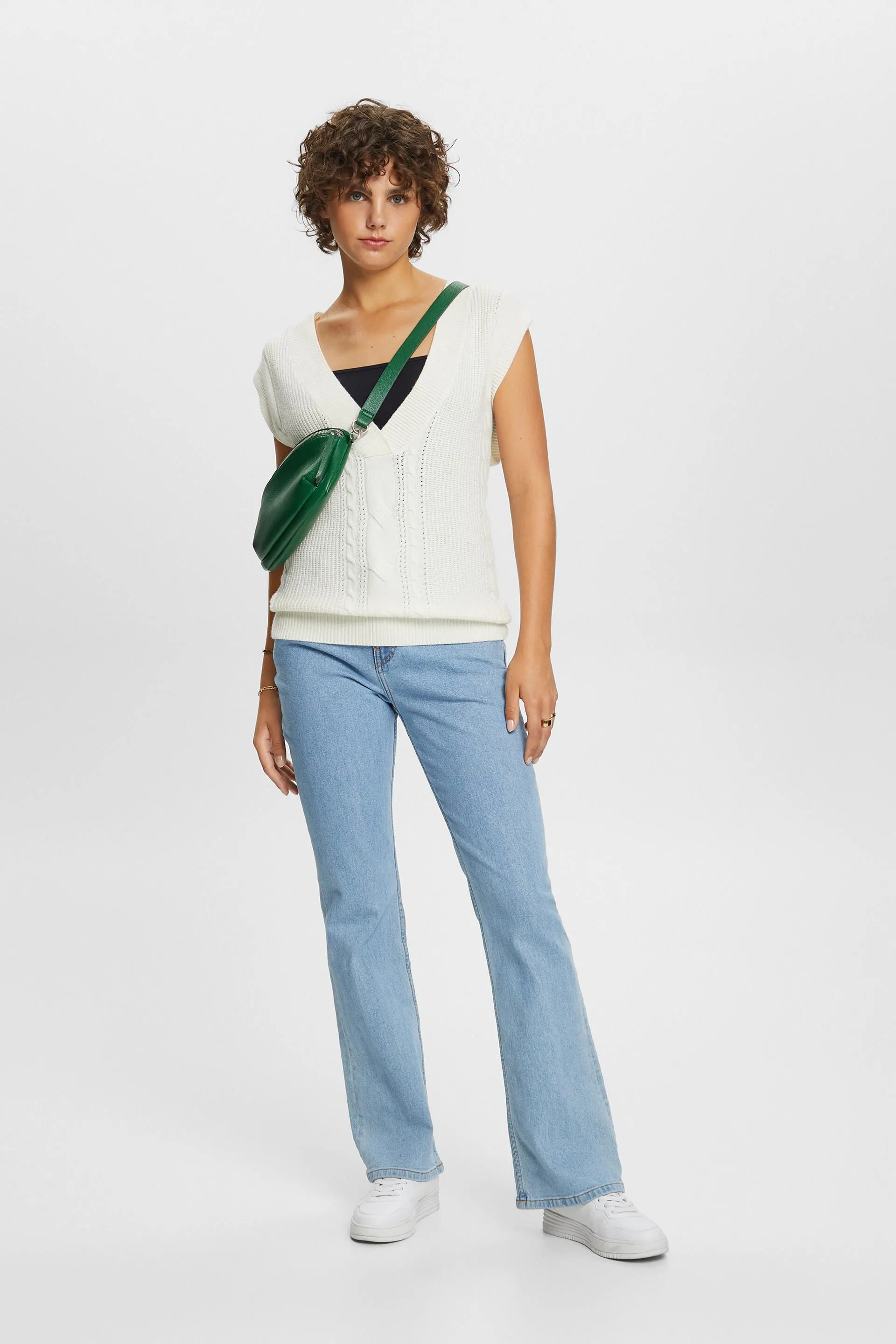 Gilet in maglia intrecciata, misto lana