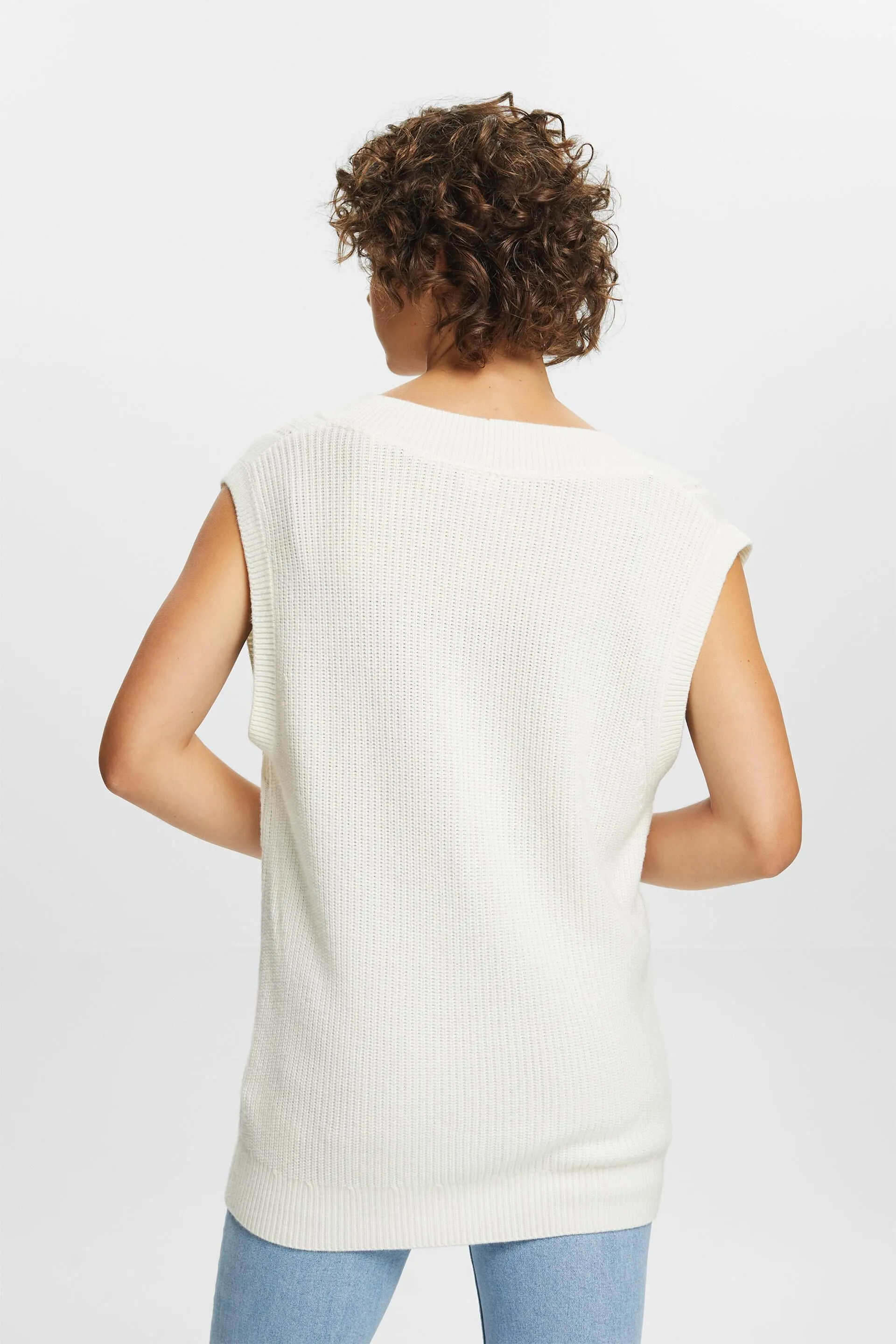 Gilet in maglia intrecciata, misto lana
