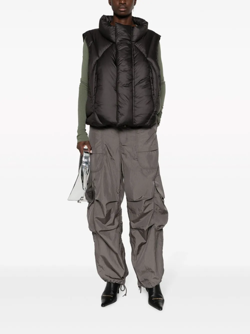 Gilet trapuntato a collo alto in blu - unisex