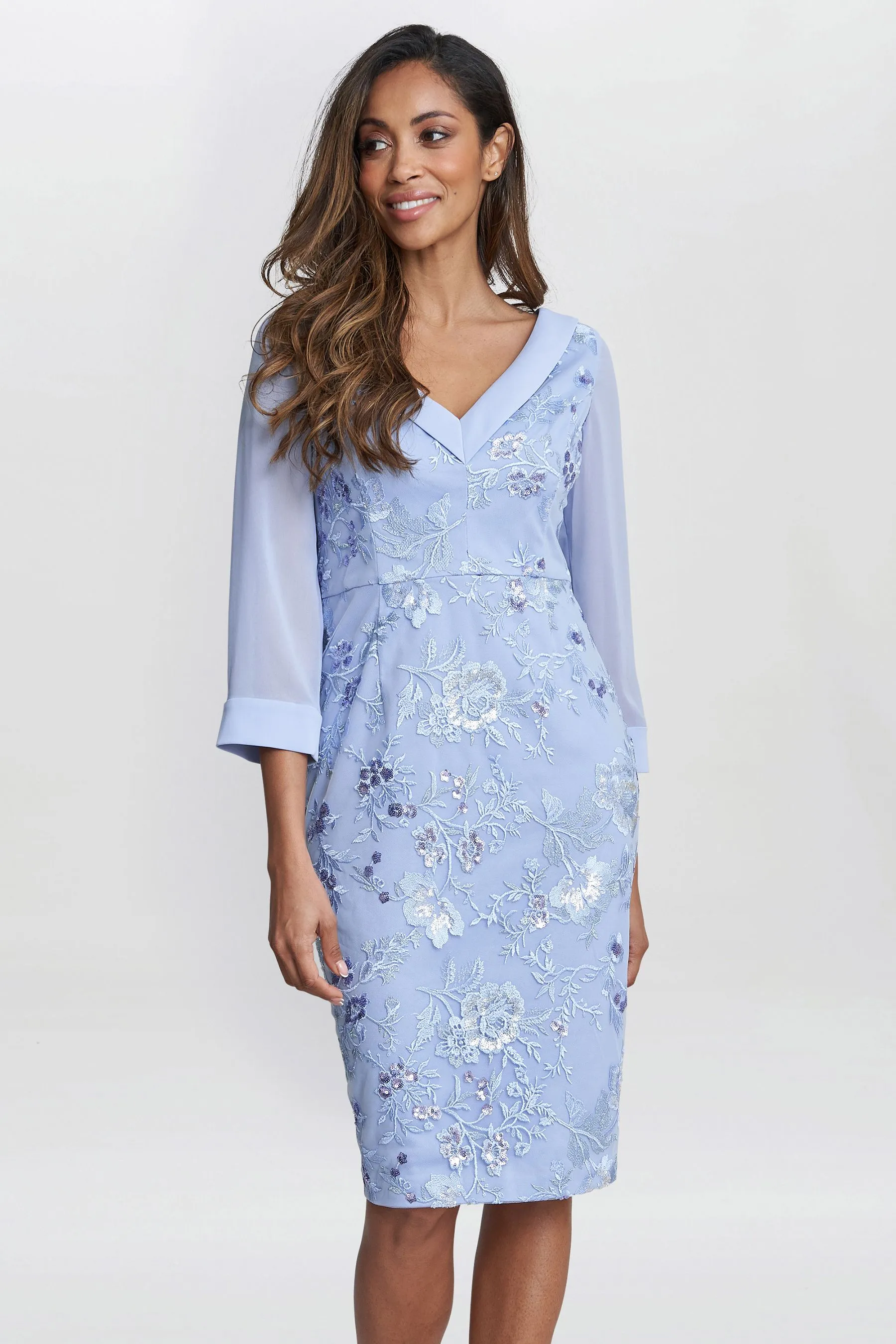 Gina Bacconi Blu - Daisy - Abito in crêpe con ricami
