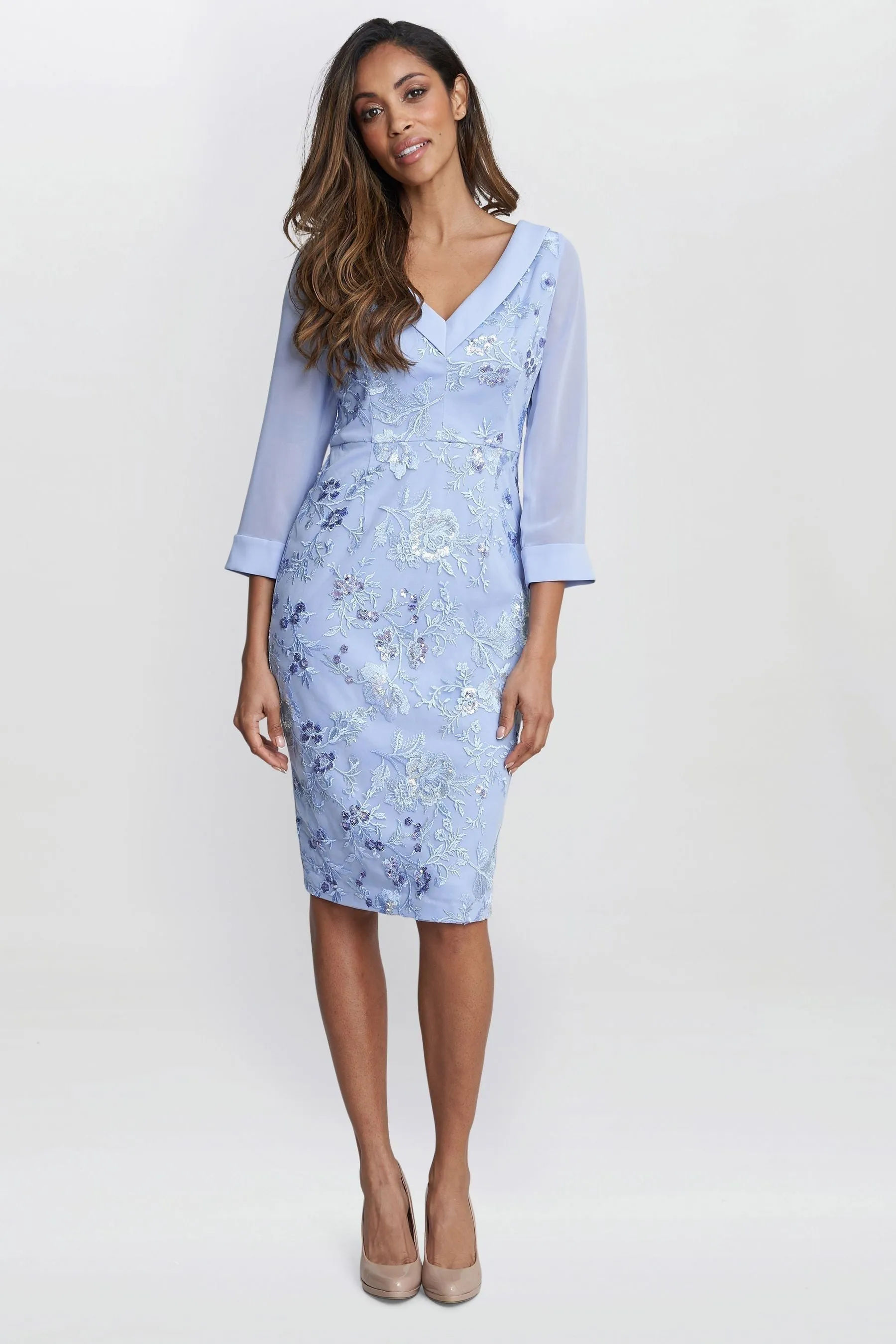 Gina Bacconi Blu - Daisy - Abito in crêpe con ricami