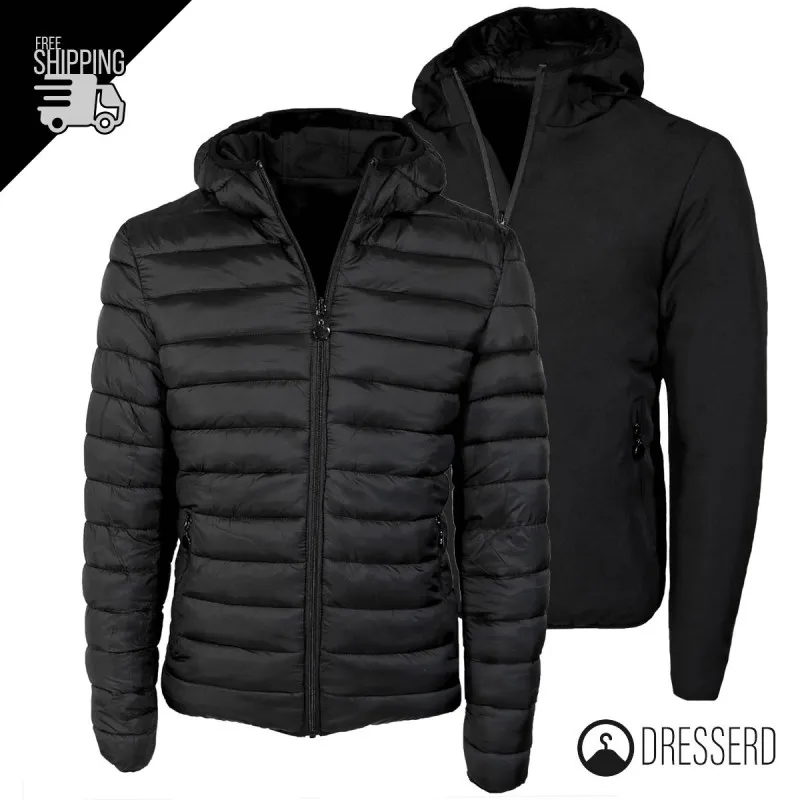 Giubbotto Uomo Double Face in tessuto tecnico e piumino Pesante, giubbino Dresserd