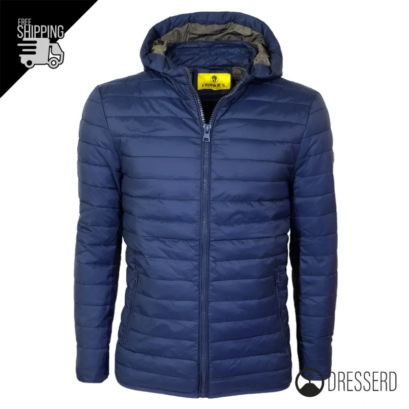 Giubbotto Uomo Piumino Cappuccio Smontabile Dresserd Slim Fit Giubbotti 100 Grammi Leggeri