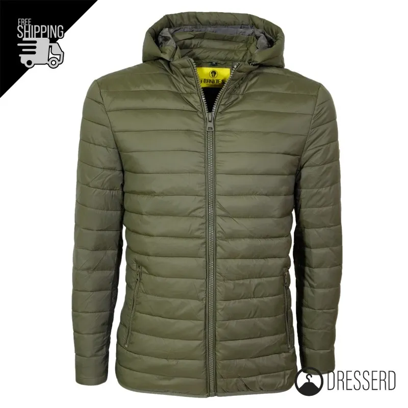 Giubbotto Uomo Piumino Cappuccio Smontabile Dresserd Slim Fit Giubbotti 100 Grammi Leggeri