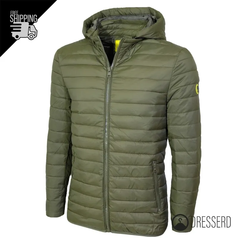 Giubbotto Uomo Piumino Cappuccio Smontabile Dresserd Slim Fit Giubbotti 100 Grammi Leggeri
