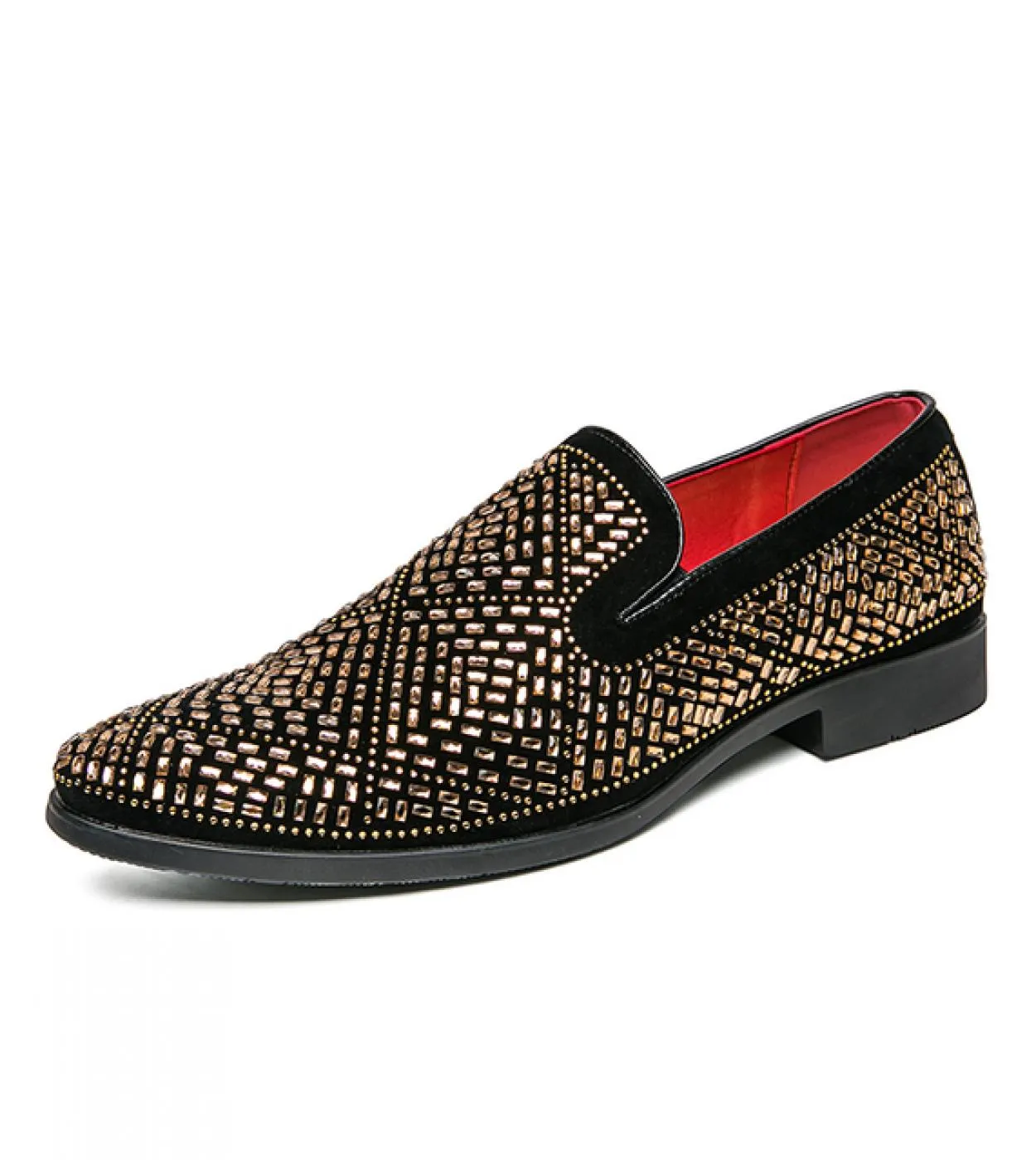 Gli uomini vestono le scarpe italiane Slip On Fashion Party Scarpe da uomo Mocassino in pelle con glitter Scarpe da uomo formali