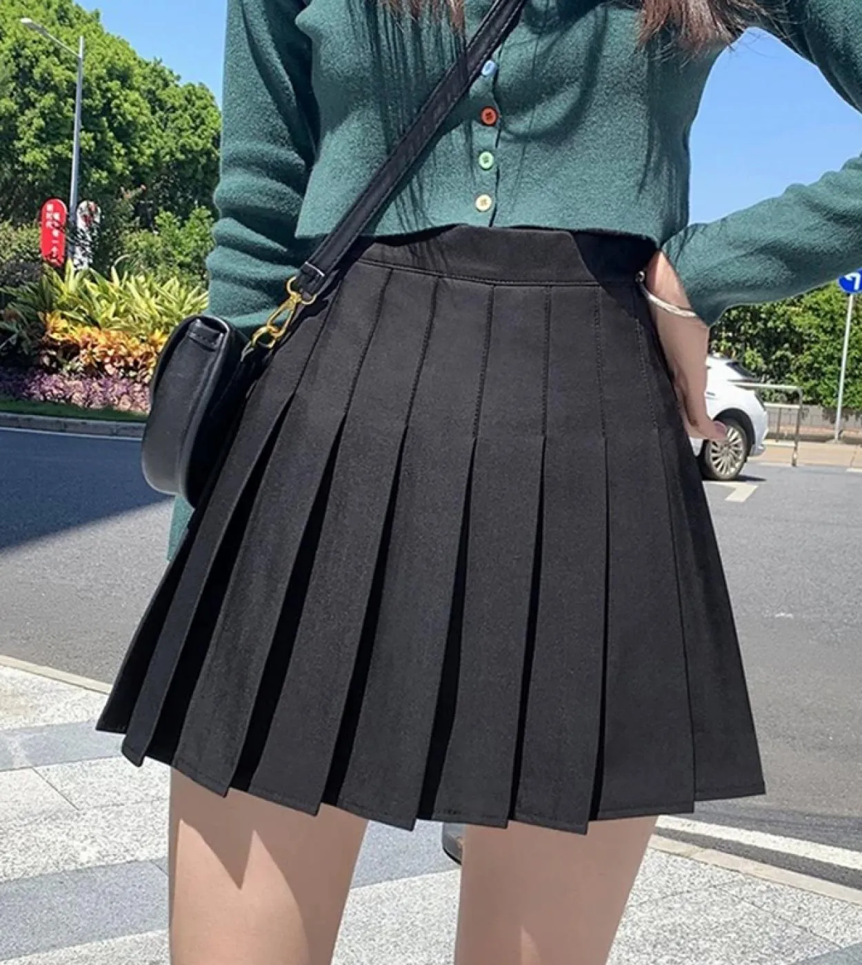 Gonna a pieghe da donna Gonna uniforme scolastica dolce ragazza carina Gonna da ballo a vita alta bianca nera Moda mini pieghett