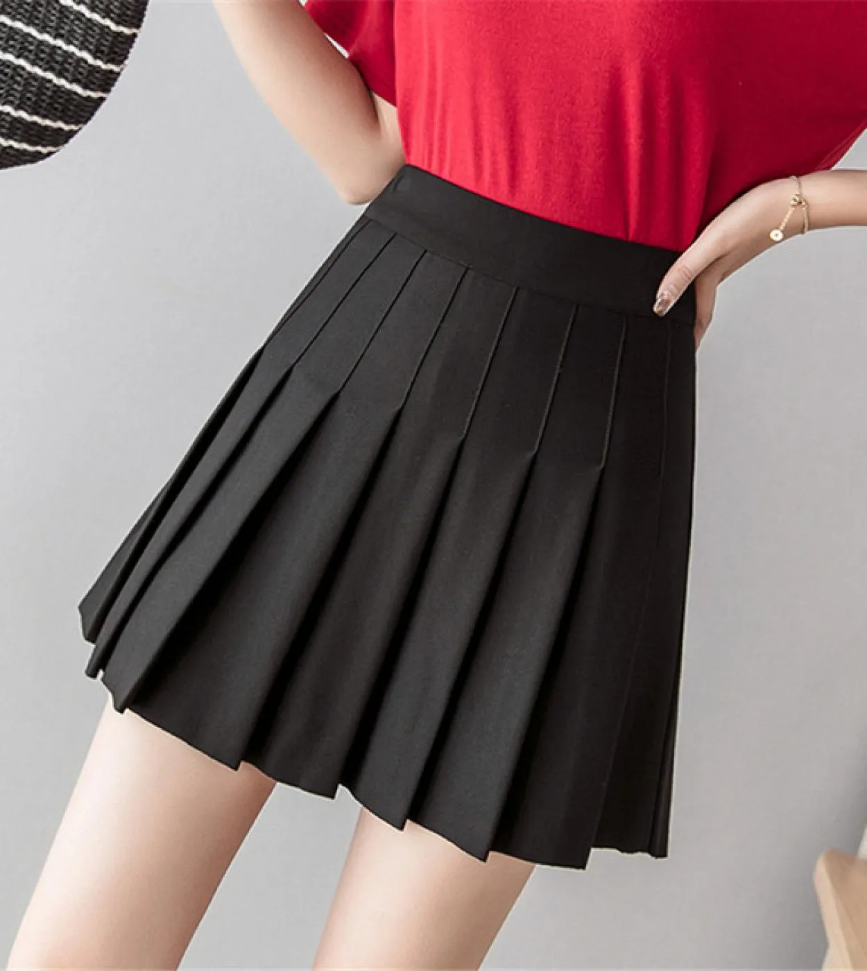 Gonna a pieghe da donna Gonna uniforme scolastica dolce ragazza carina Gonna da ballo a vita alta bianca nera Moda mini pieghett