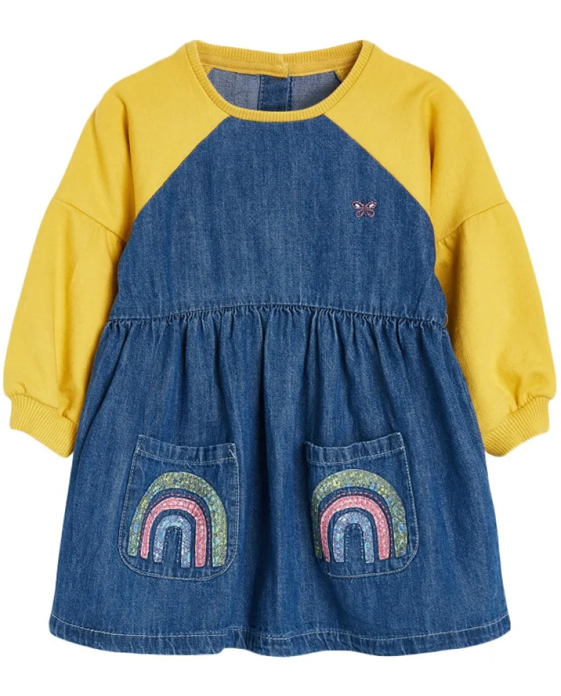 Gonna di jeans per ragazze Autunno Nuova gonna per bambini Cuciture a maniche lunghe