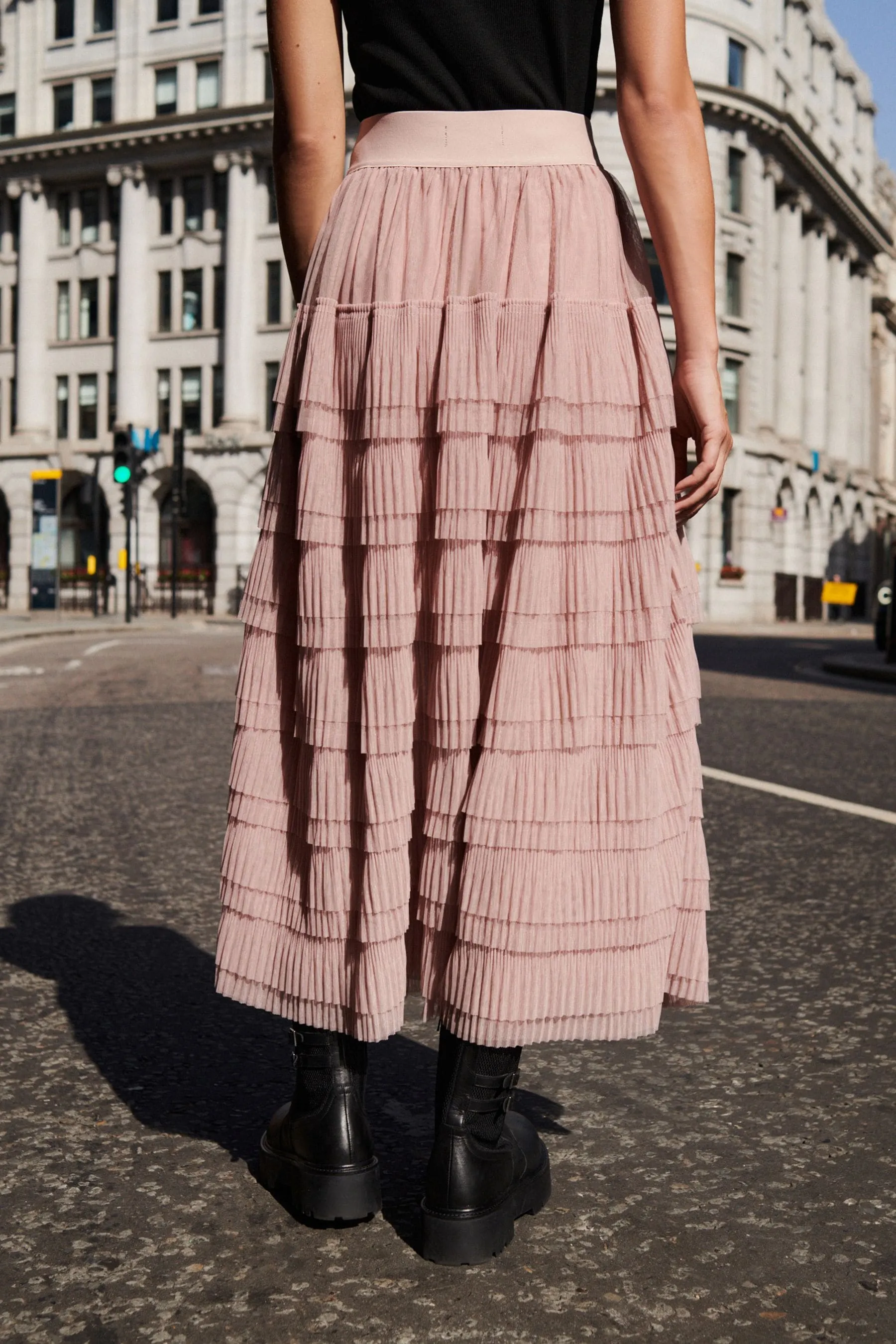 Gonna midi in tulle a rete