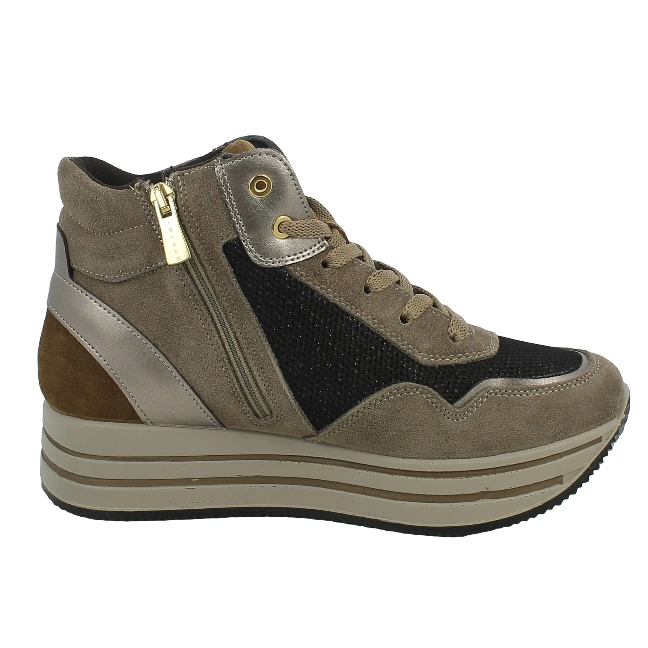 Igi&Co  Sneaker alta in camoscio con platform 