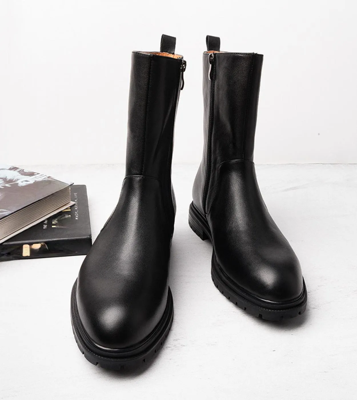 Inverno Uomo Stivali caldi Autunno Nuovo stile Stivaletti piatti in vera pelle di lusso per moda maschile Scarpe eleganti nere B