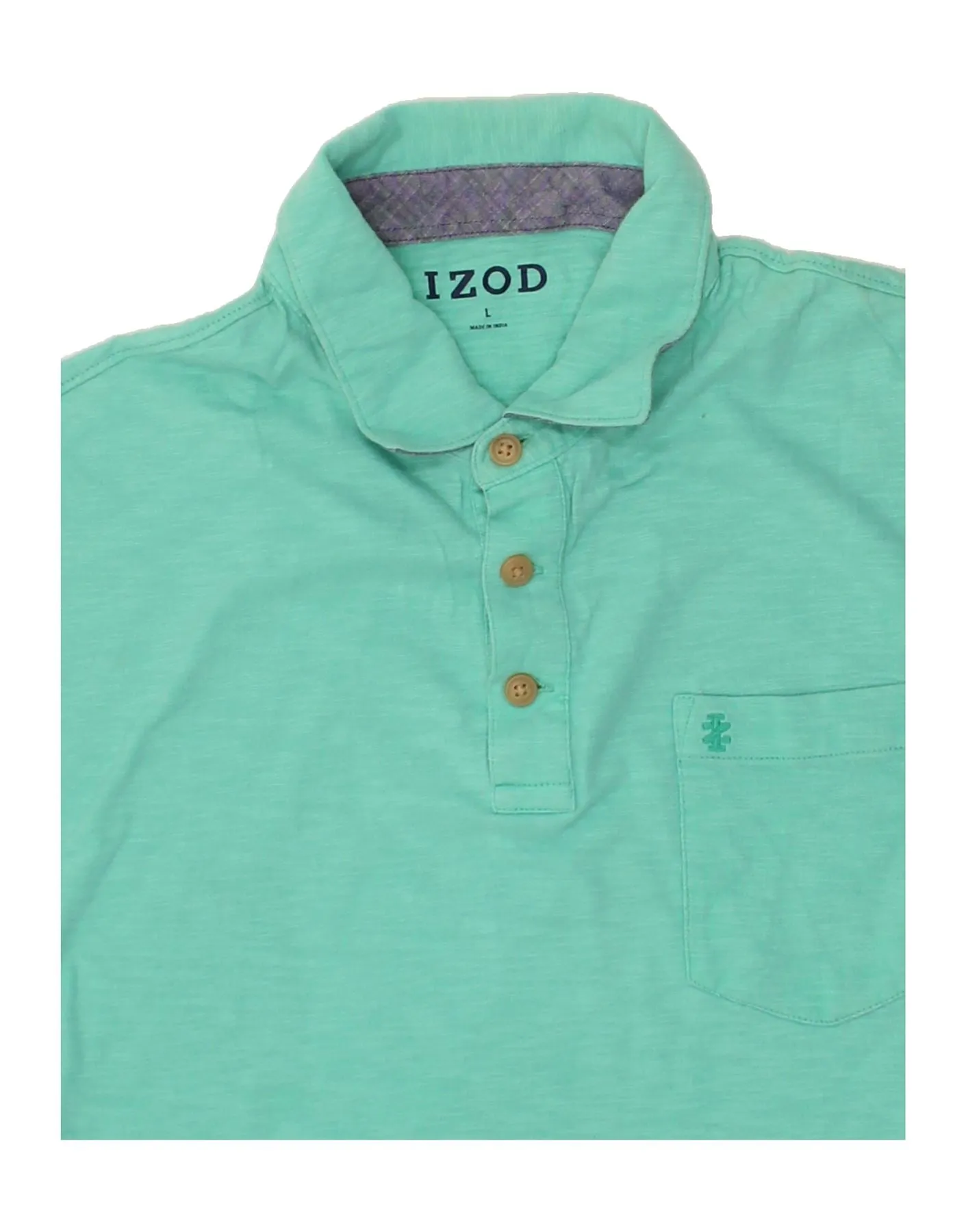 IZOD Mens Polo Shirt Large Turquoise Cotton