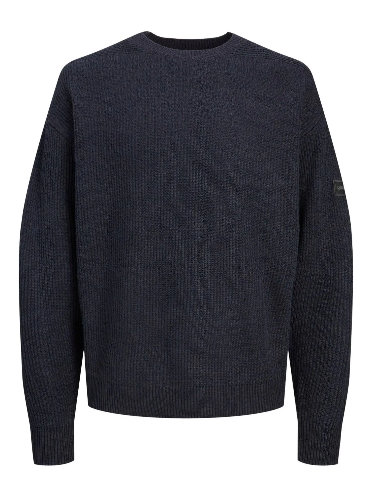 Jack&Jones maglione girocollo a costine in misto cotone blu
