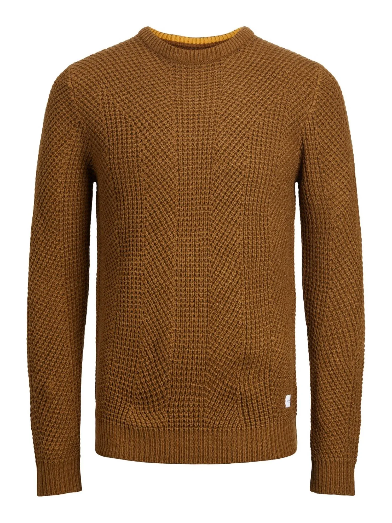 JACK&JONES Pullover girocollo JJSTANFORD in maglia lavorata Cammello