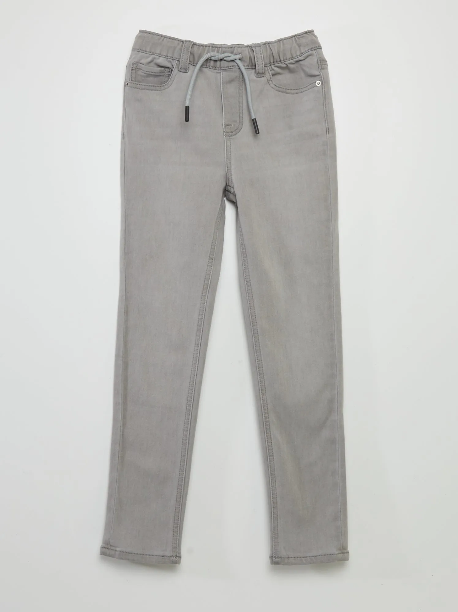 Jeans con vita elasticizzata e cordoncini - GRIGIO