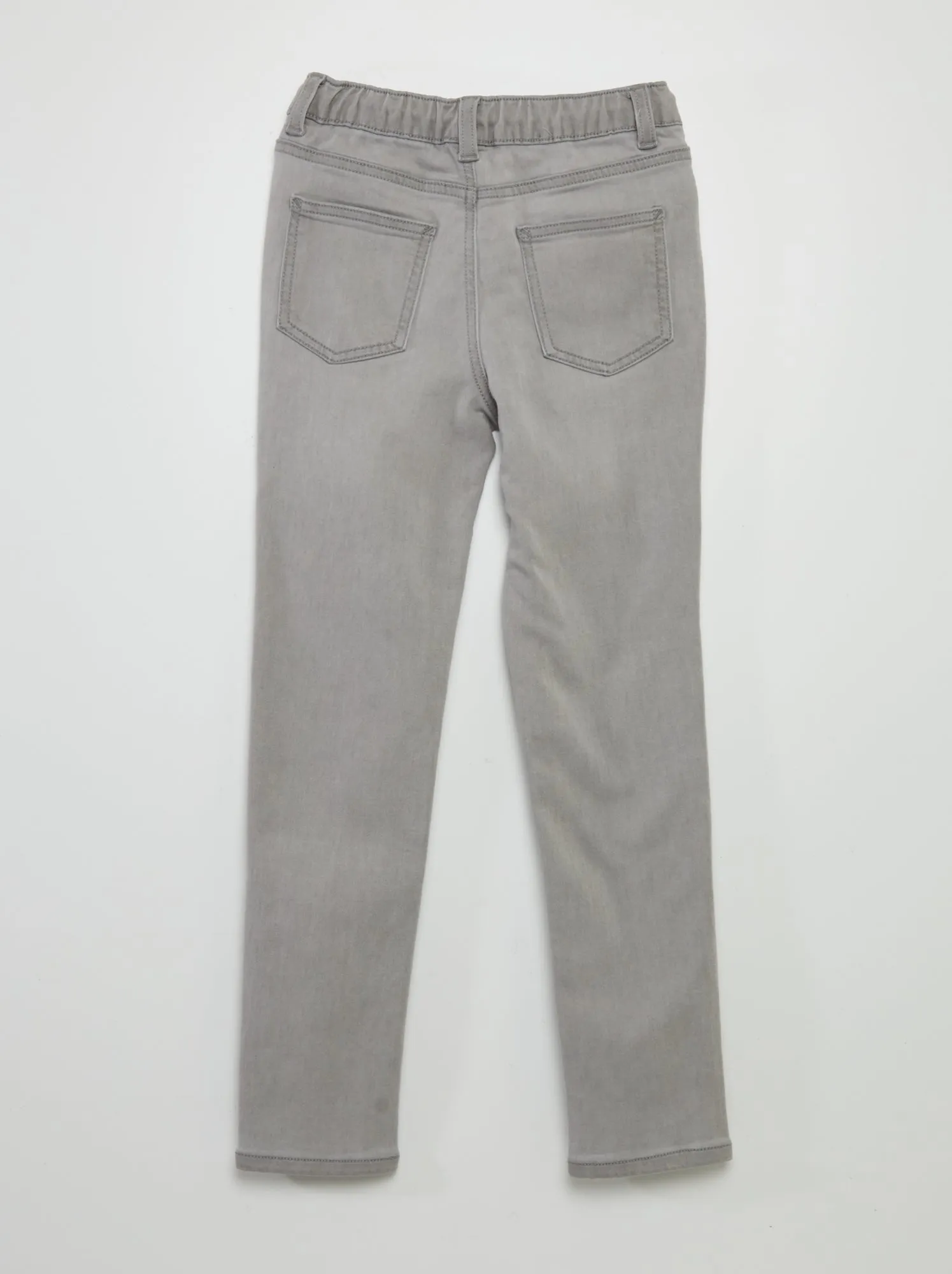 Jeans con vita elasticizzata e cordoncini - GRIGIO