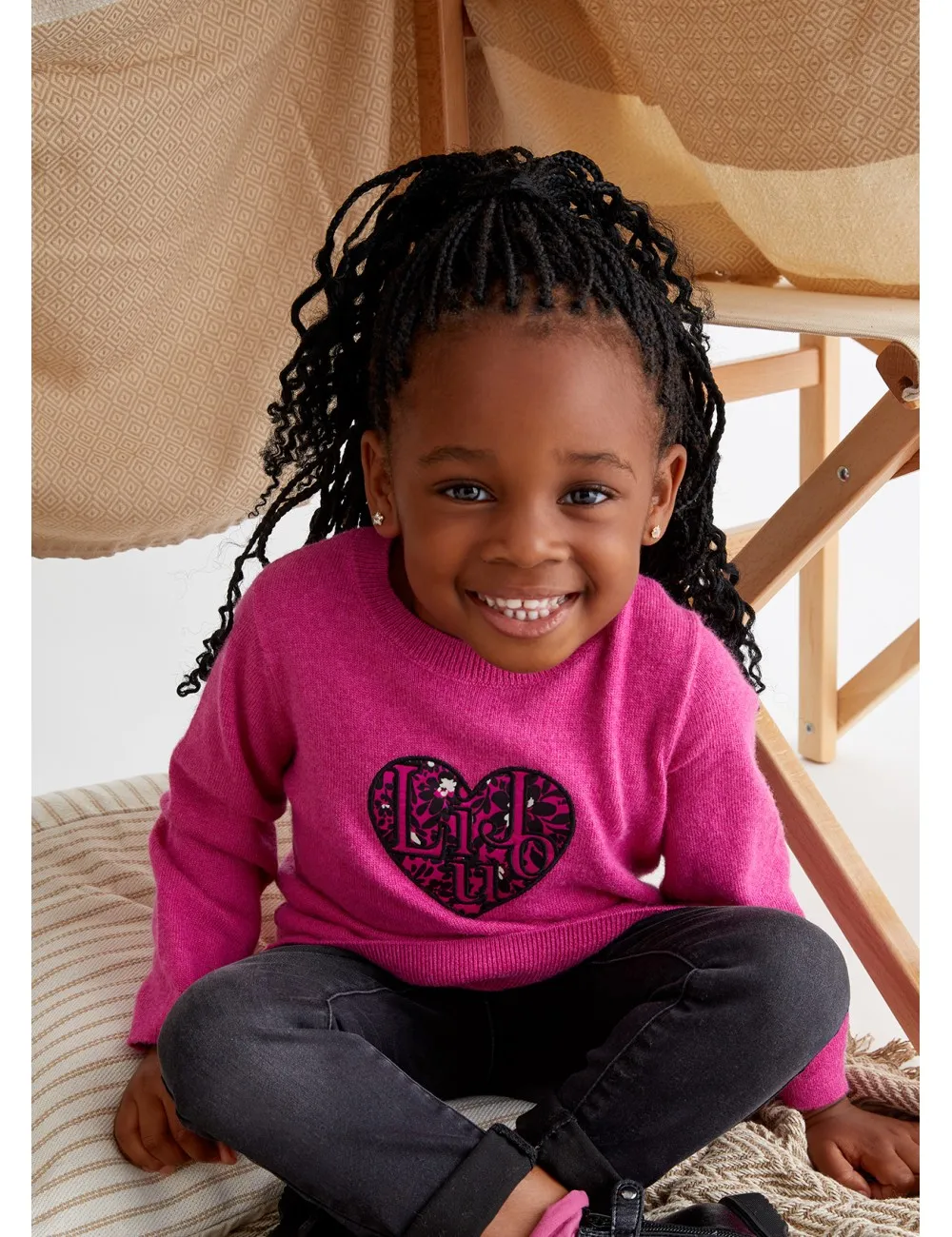 KF3119 MAGLIA LIU JO BETTER BAMBINA CON CUORE MAGLIETTA T SHIRT GIRL KID KIDS