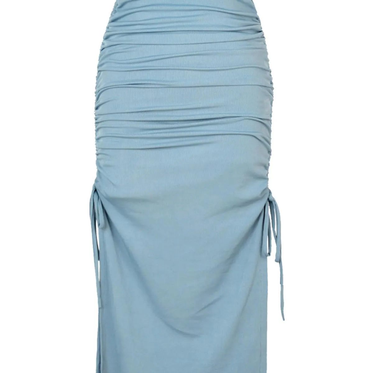 Knit Gonna lunga a pieghe con lacci Moda Donna Divisa a vita alta Gonna Y2k da donna Maglieria Gonna maxi estiva solida