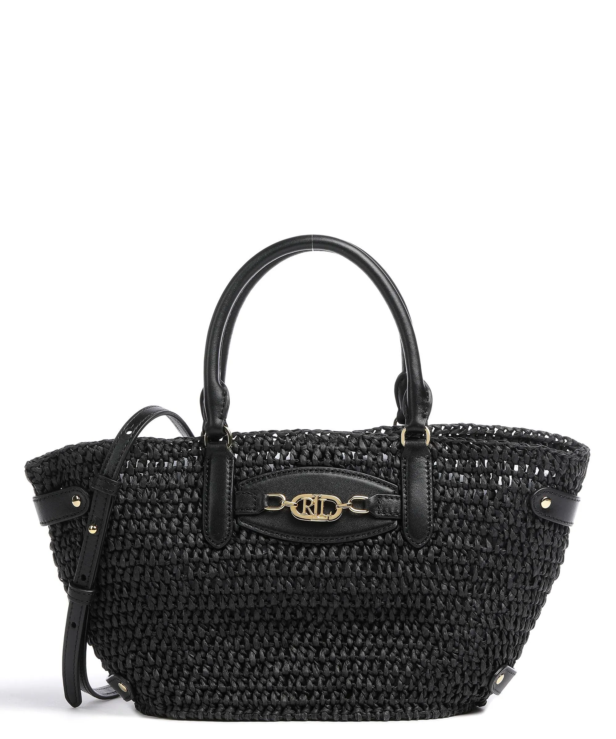  Lauren Ralph Lauren Daphney 20 Straw Borsa a mano carta nero  