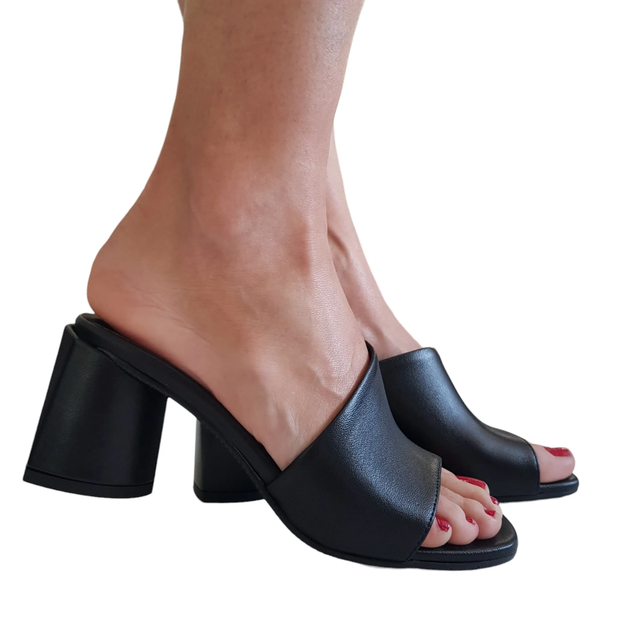 Lorenzo Mari sandalo sabot donna tacco 7 cm pelle nero Rif.828