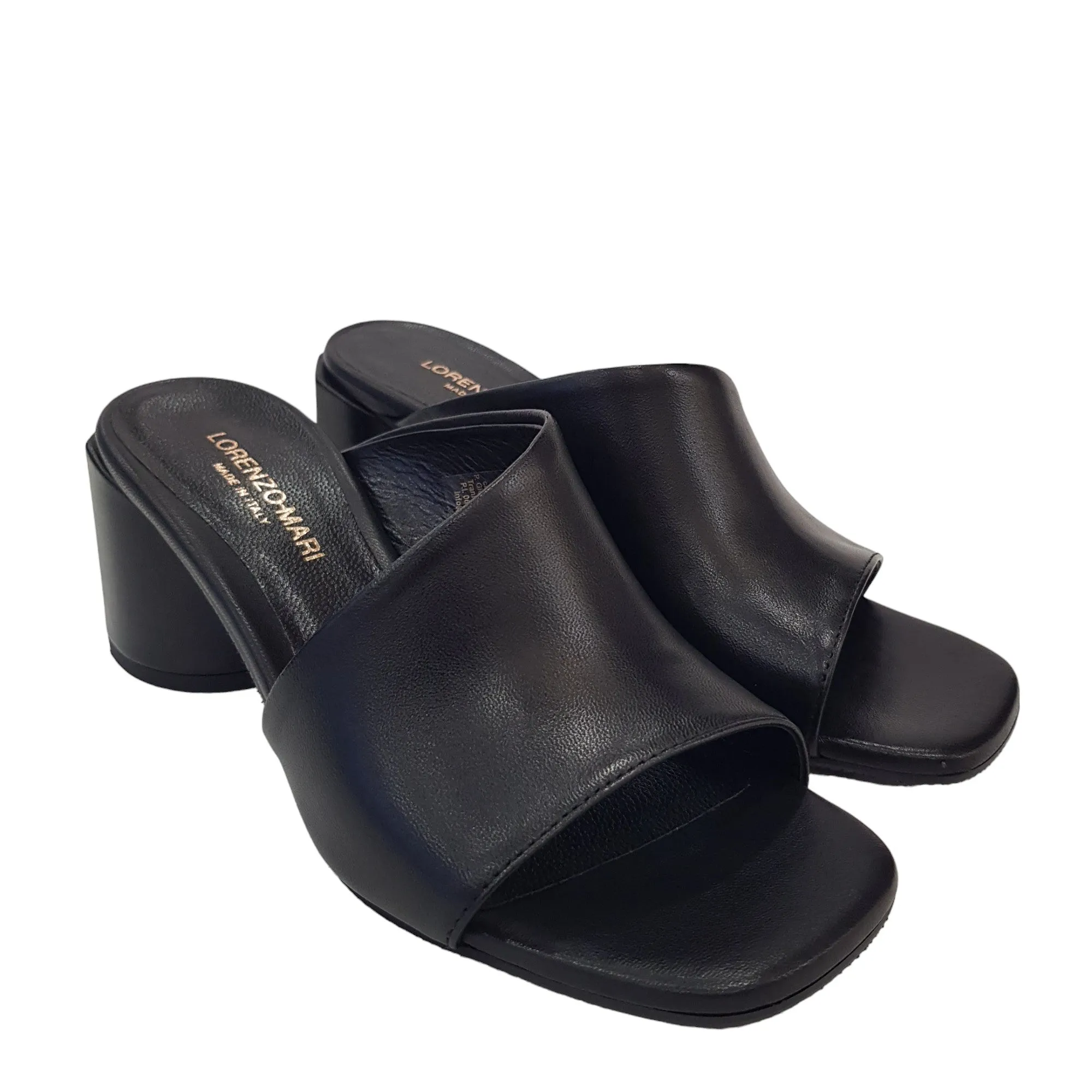 Lorenzo Mari sandalo sabot donna tacco 7 cm pelle nero Rif.828