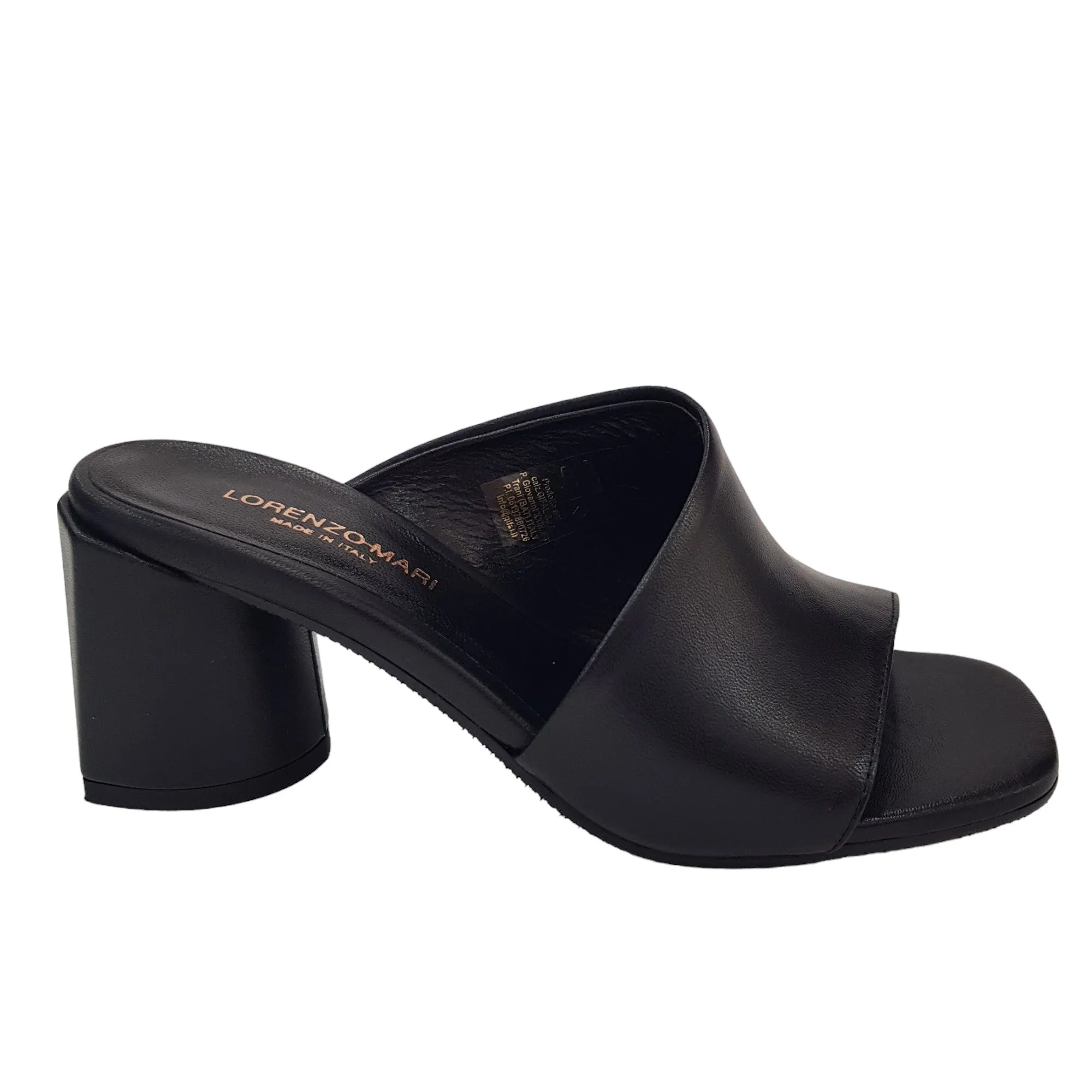 Lorenzo Mari sandalo sabot donna tacco 7 cm pelle nero Rif.828