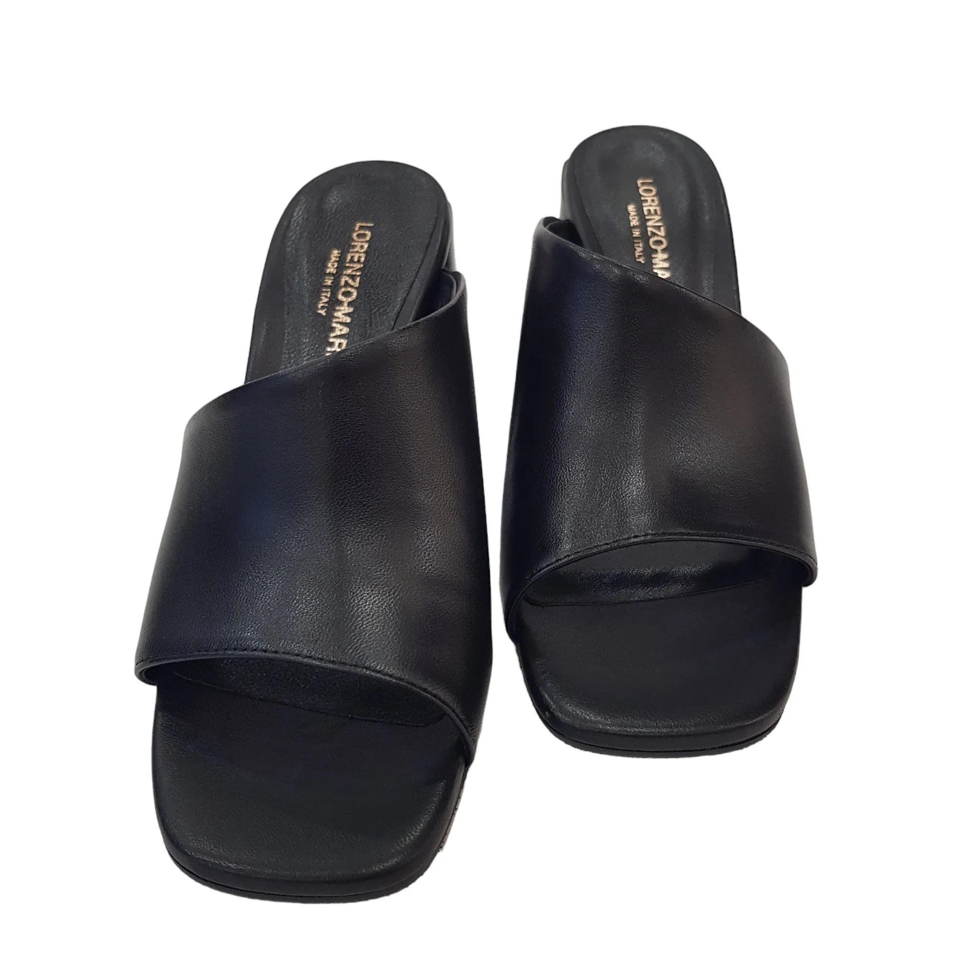Lorenzo Mari sandalo sabot donna tacco 7 cm pelle nero Rif.828
