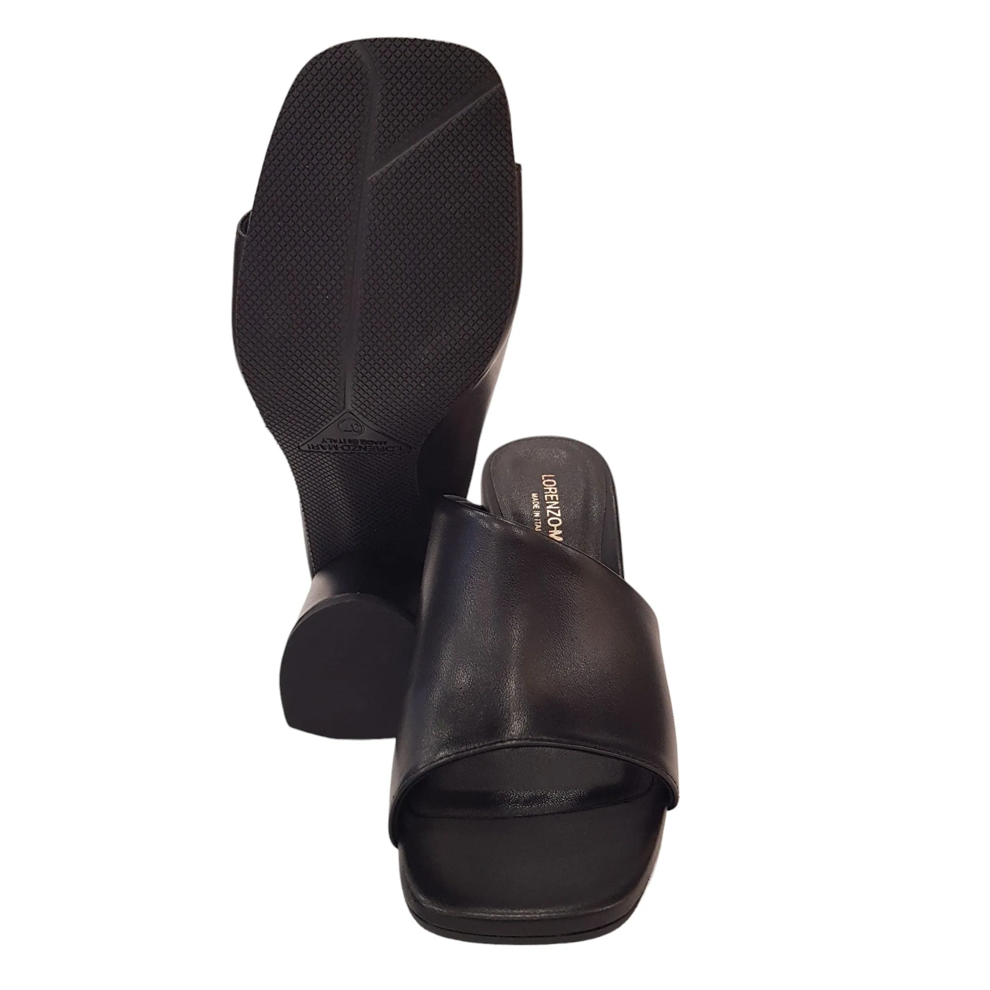 Lorenzo Mari sandalo sabot donna tacco 7 cm pelle nero Rif.828
