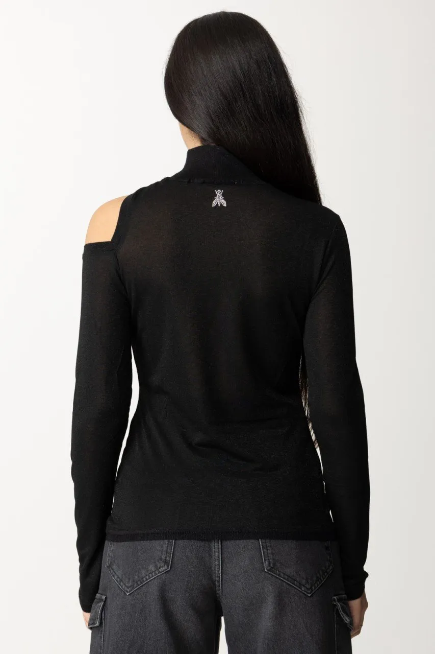 Maglia a collo alto con cutout Nero Lurex