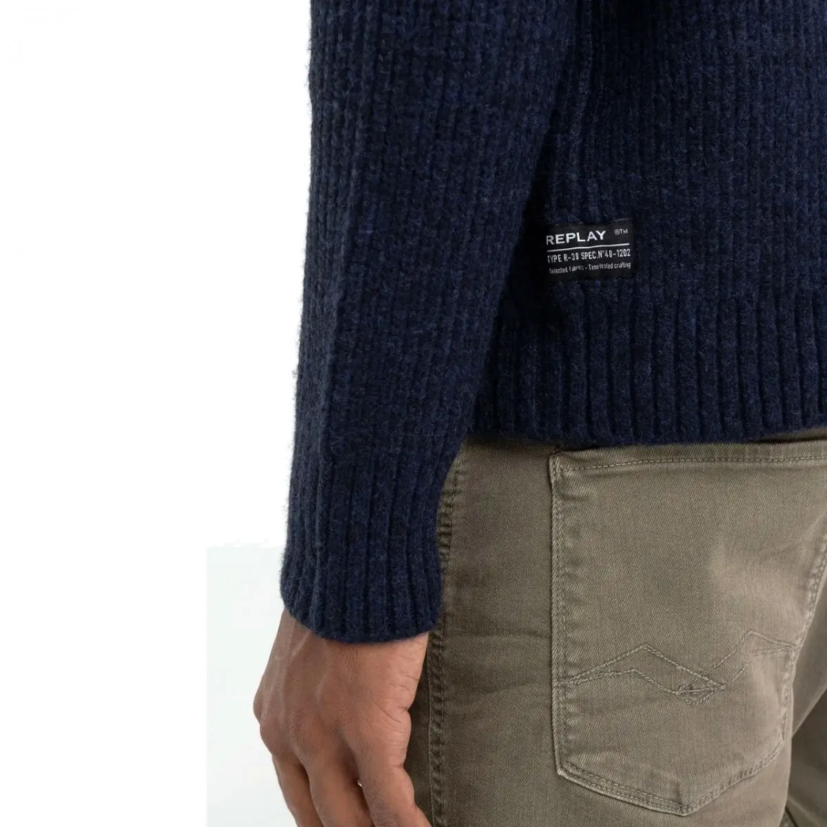 Maglia A Collo Alto Full Zip Deep Navy